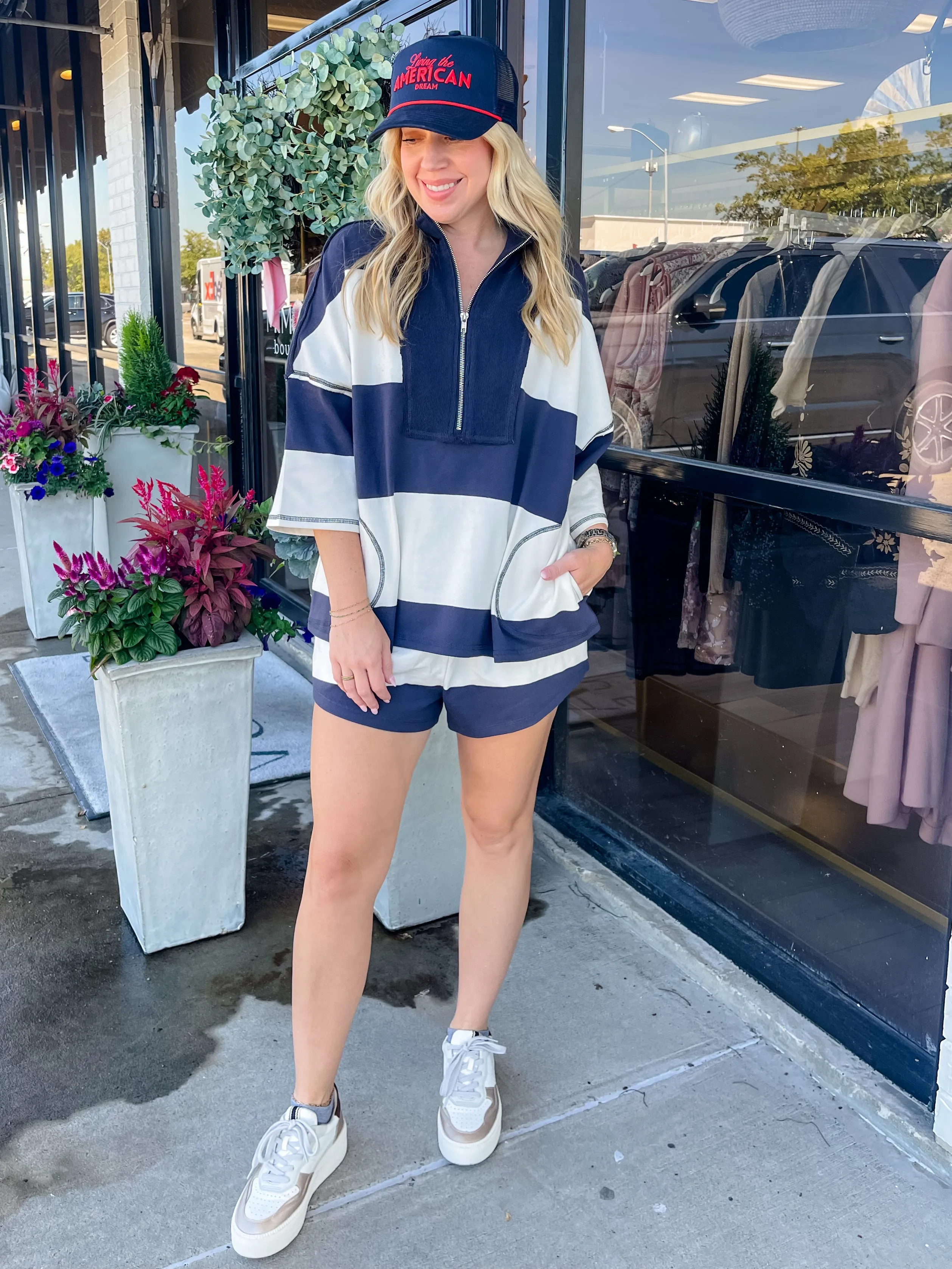 Time Crunch Stripe Jersey Short sold by Mimosa product image thumbnail 2