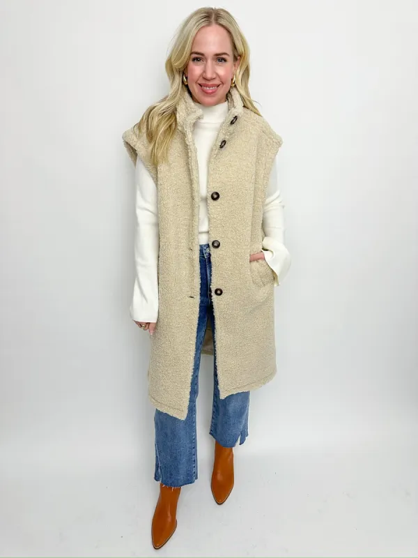 Benit Long Vest sold by Mimosa