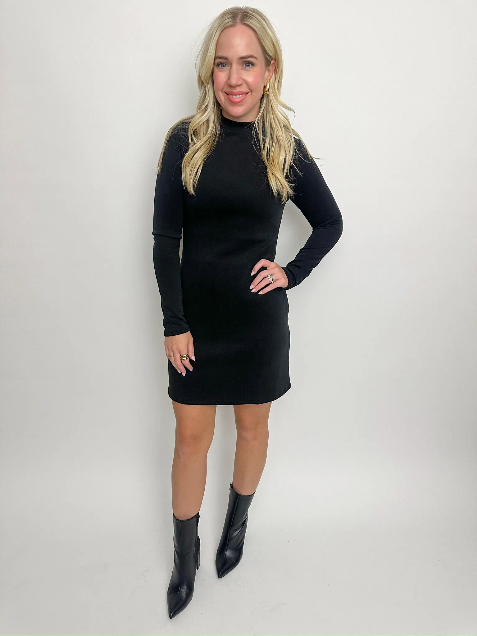 Hustle Mock Neck Knit Mini Dress sold by Mimosa