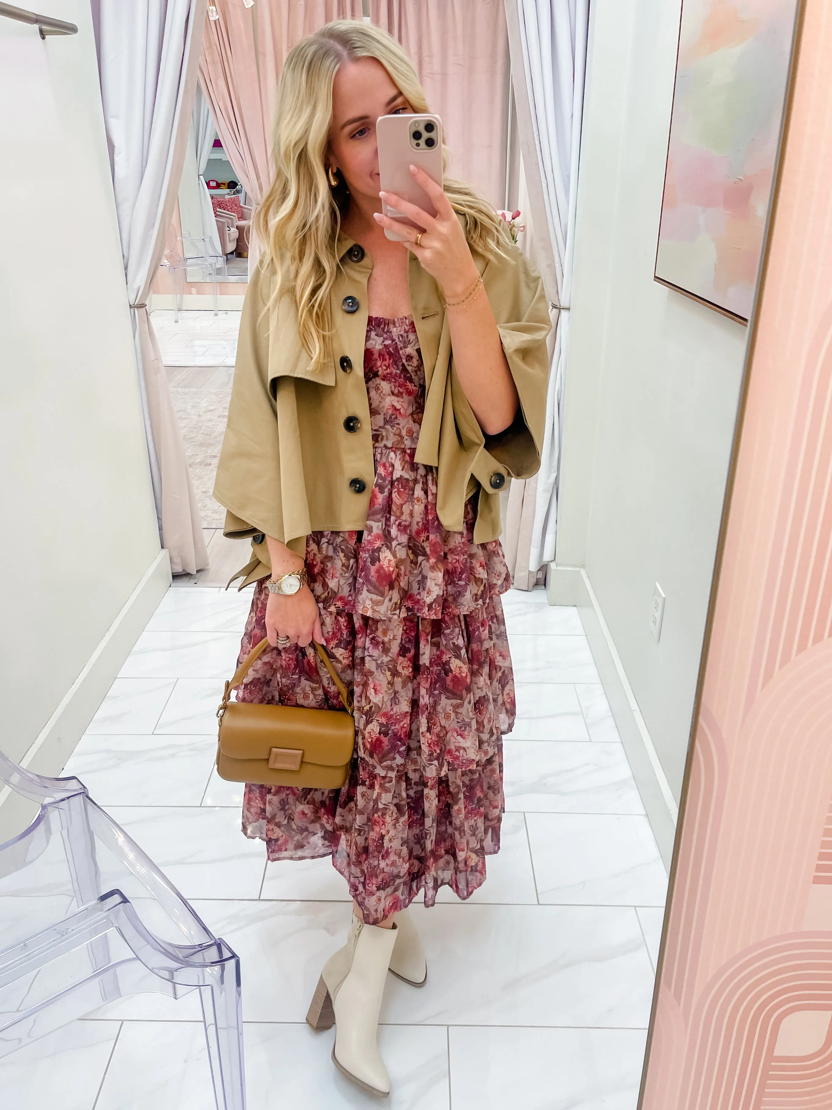 Storybook Floral Tiered Midi Dress sold by Mimosa product image thumbnail 5