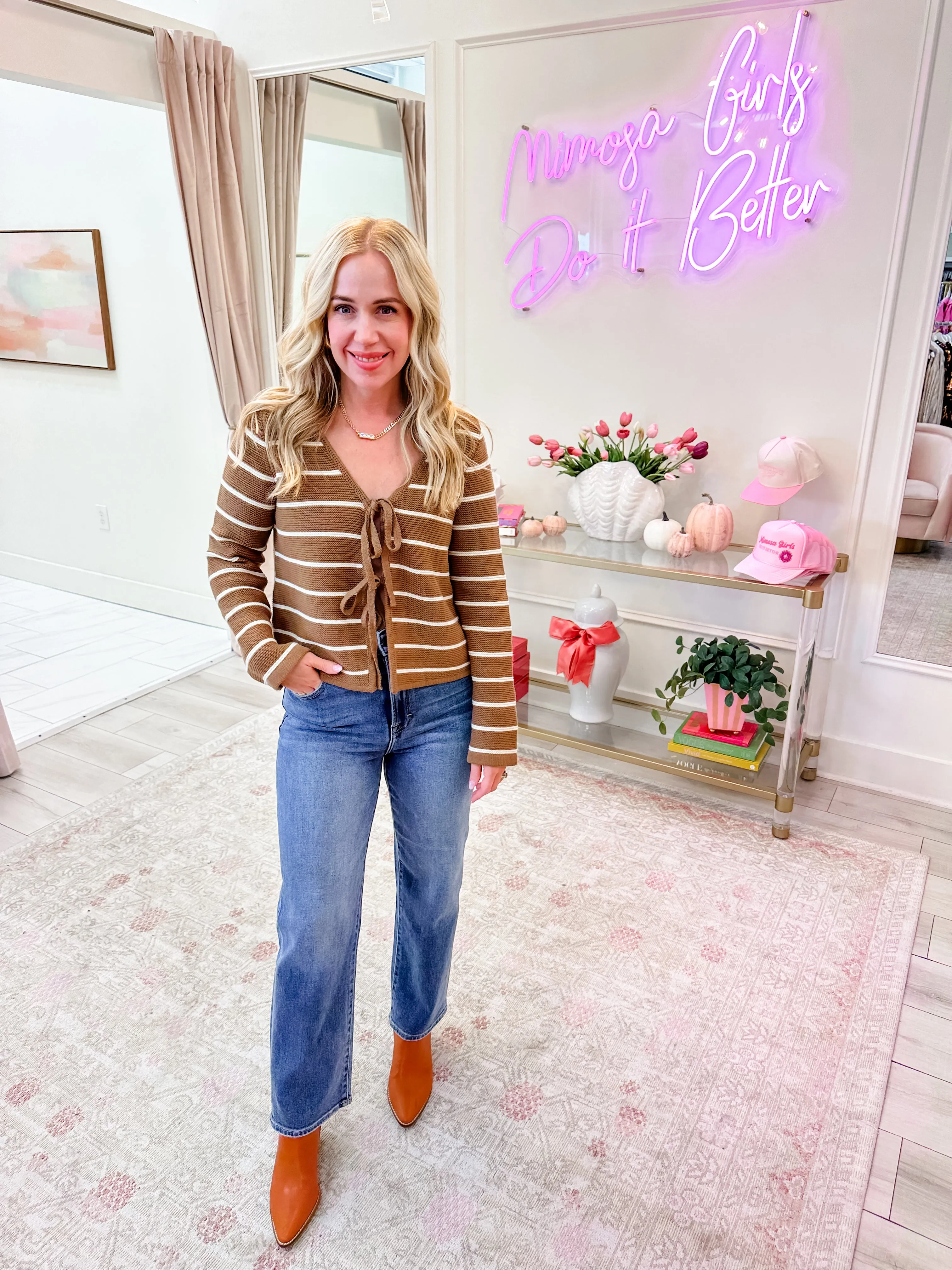 Stripe Time Off Tie Front Cardigan sold by Mimosa product image thumbnail 2