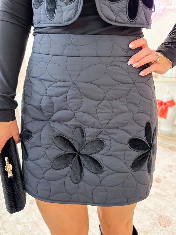 Fleeting Floral Quilted Mini Skirt sold by Mimosa