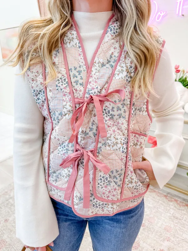 Ever After Patchwork Floral Quilted Vest sold by Mimosa