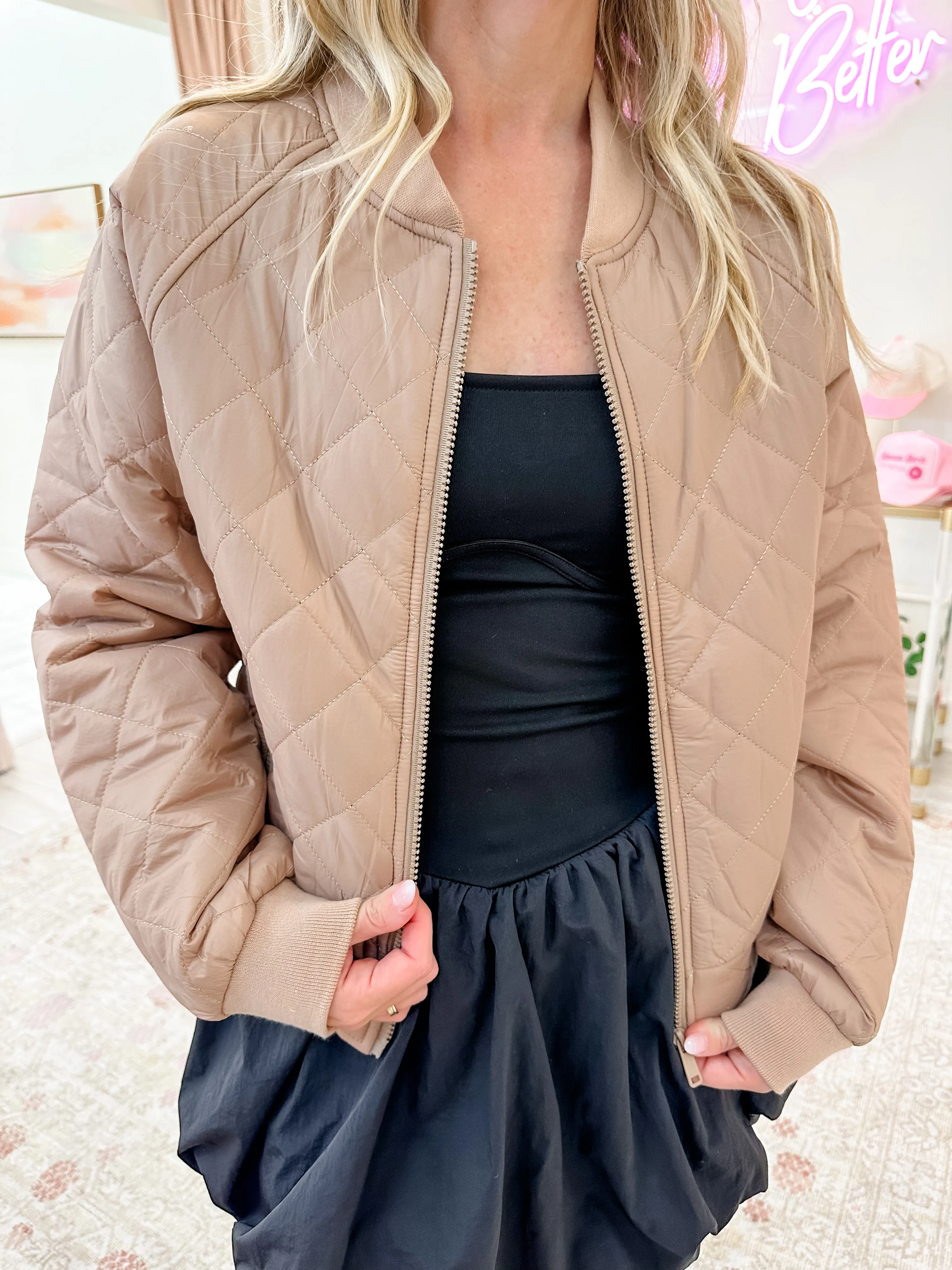 Quincy Quilted Bomber Jacket sold by Mimosa product image thumbnail 2