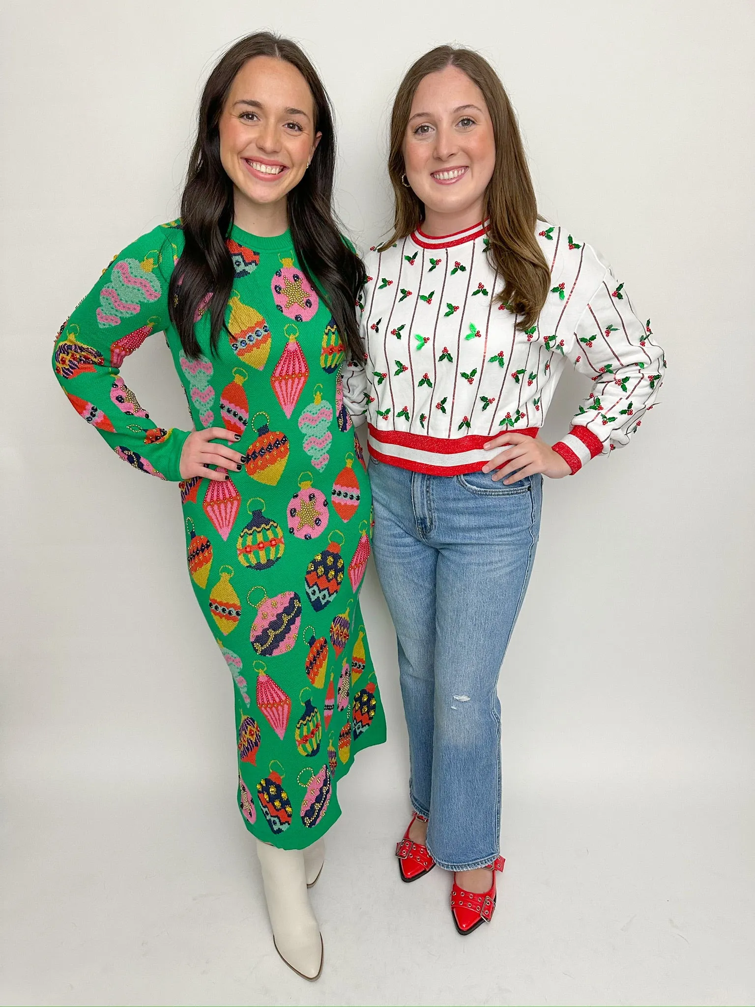 Sequin Stripes & Holly Sweatshirt sold by Mimosa