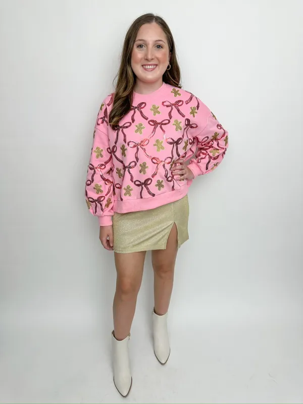 Sequin Gingerbread Men & Bows Sweatshirt sold by Mimosa
