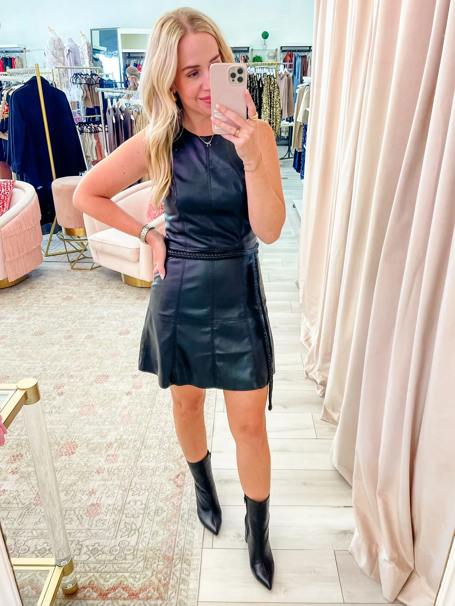Gemma Leather Mini Dress sold by Mimosa product image thumbnail 3