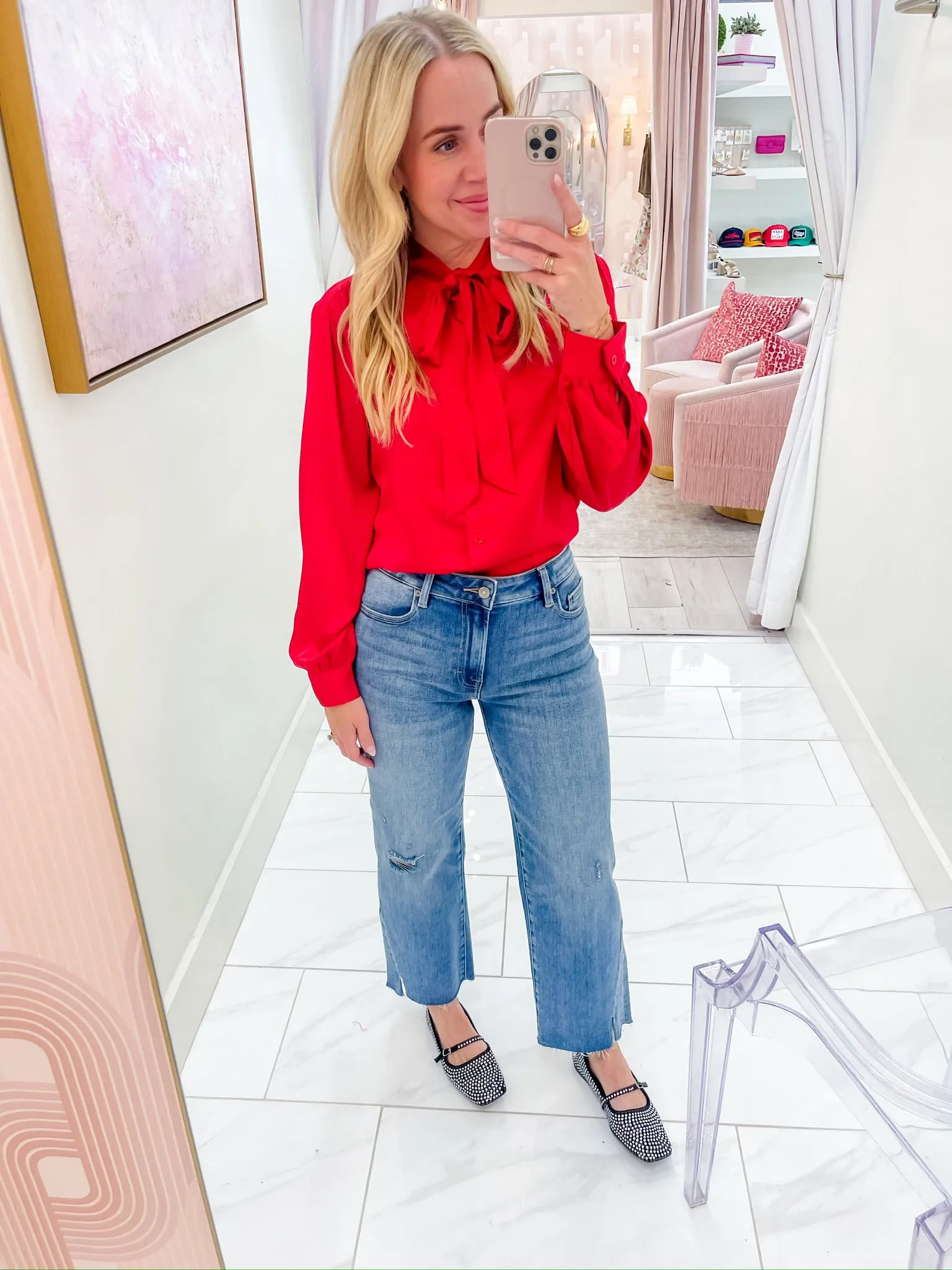 Shiv Satin Tie Neck Button Blouse sold by Mimosa product image thumbnail 4