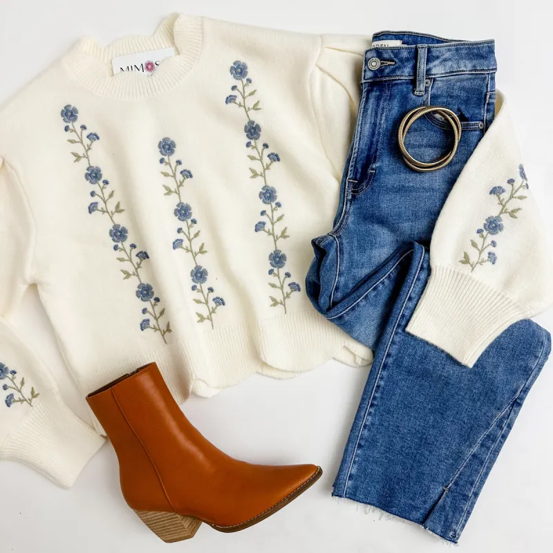 Milicent Floral Embroidered Sweater sold by Mimosa
