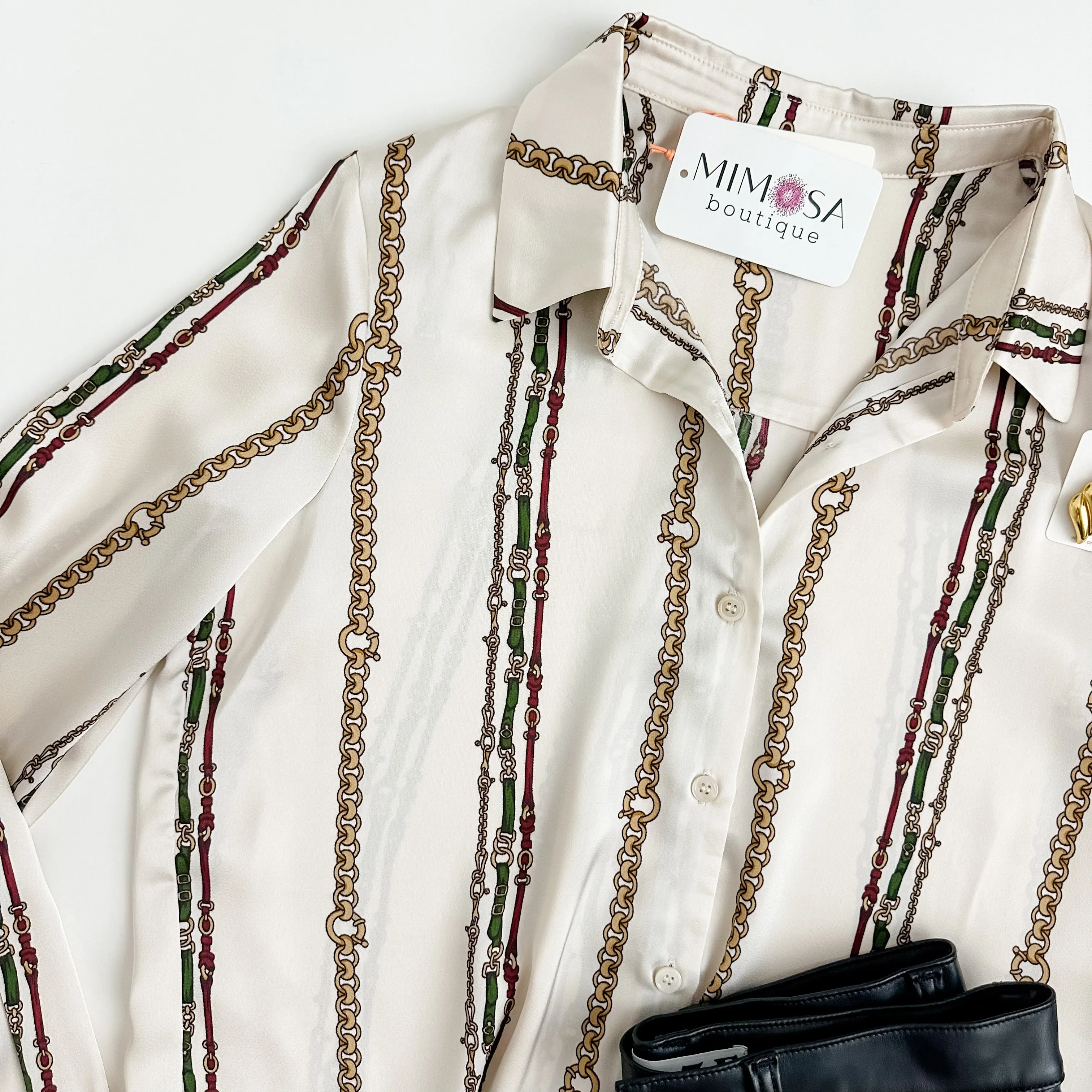 Changes Satin Button Up Blouse sold by Mimosa product image thumbnail 2