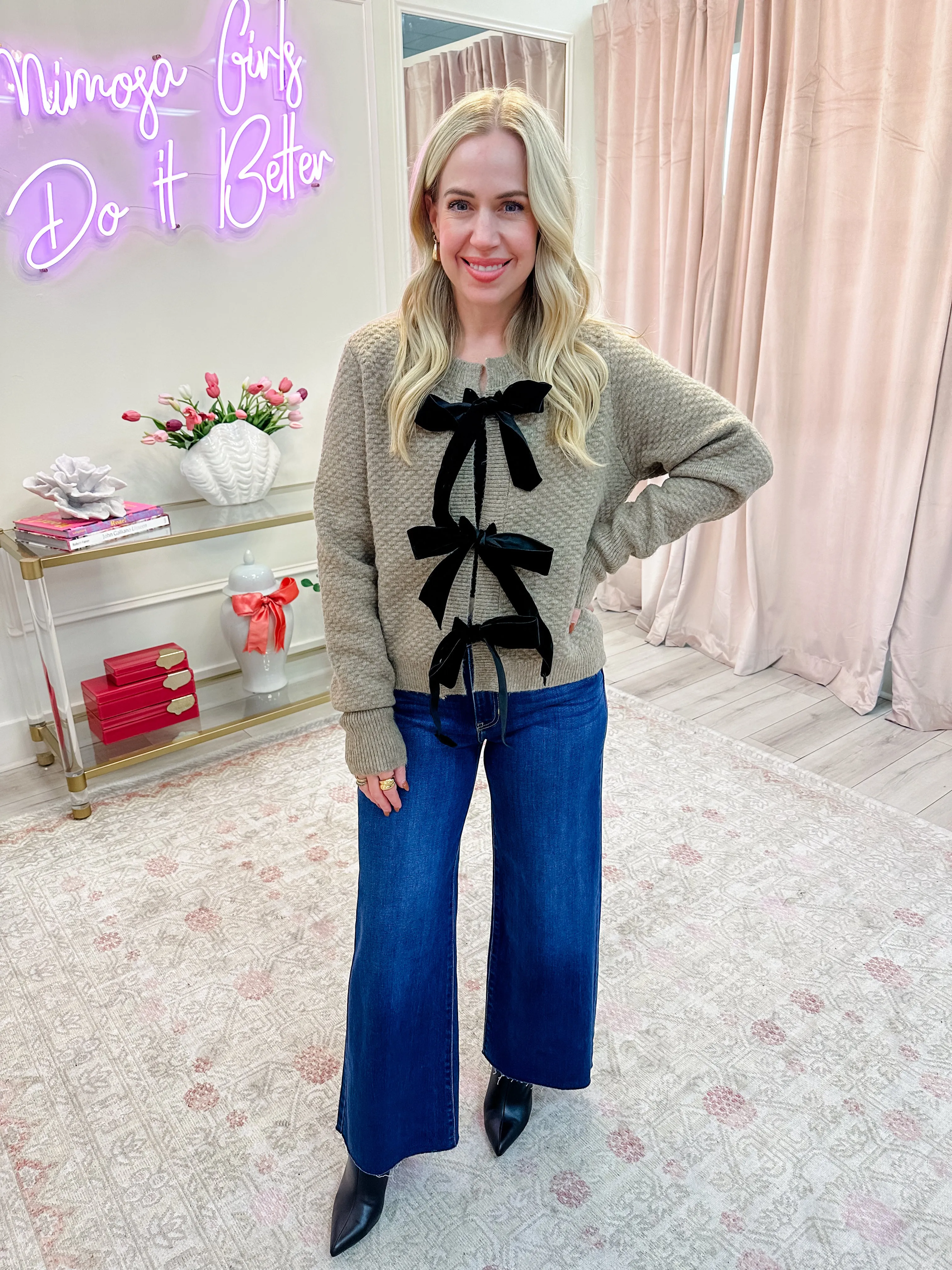 Vivica Bow Front Cardigan sold by Mimosa