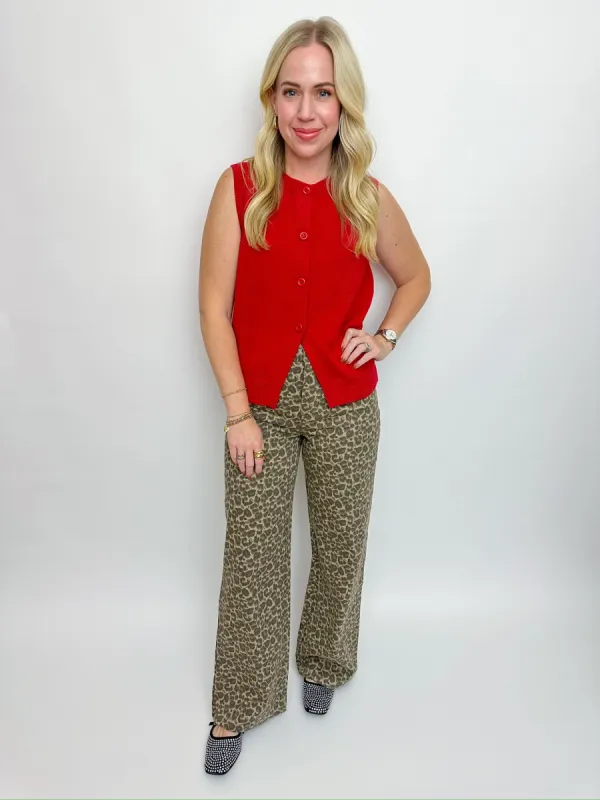 Sara Button Up Sweater Vest Top sold by Mimosa