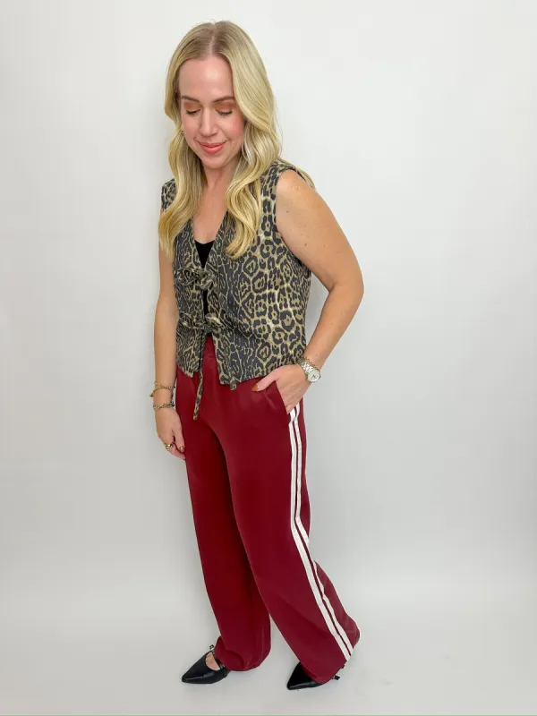 Austen Leopard Tie Front Vest sold by Mimosa