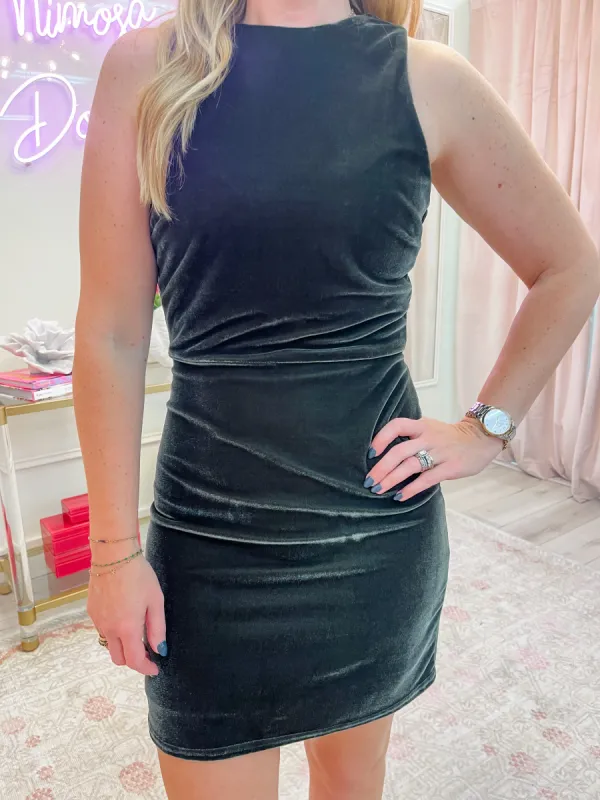 Midnight Oil Velvet Mini Dress sold by Mimosa