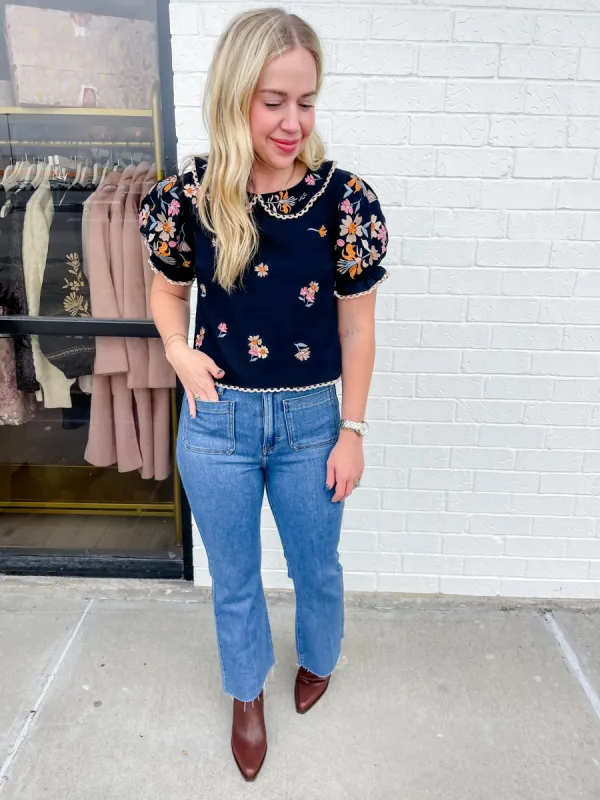 Nelle Floral Embroidery Blouse sold by Mimosa