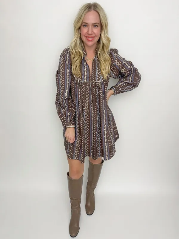 Vermont Floral Banded Cuff Mini Dress sold by Mimosa