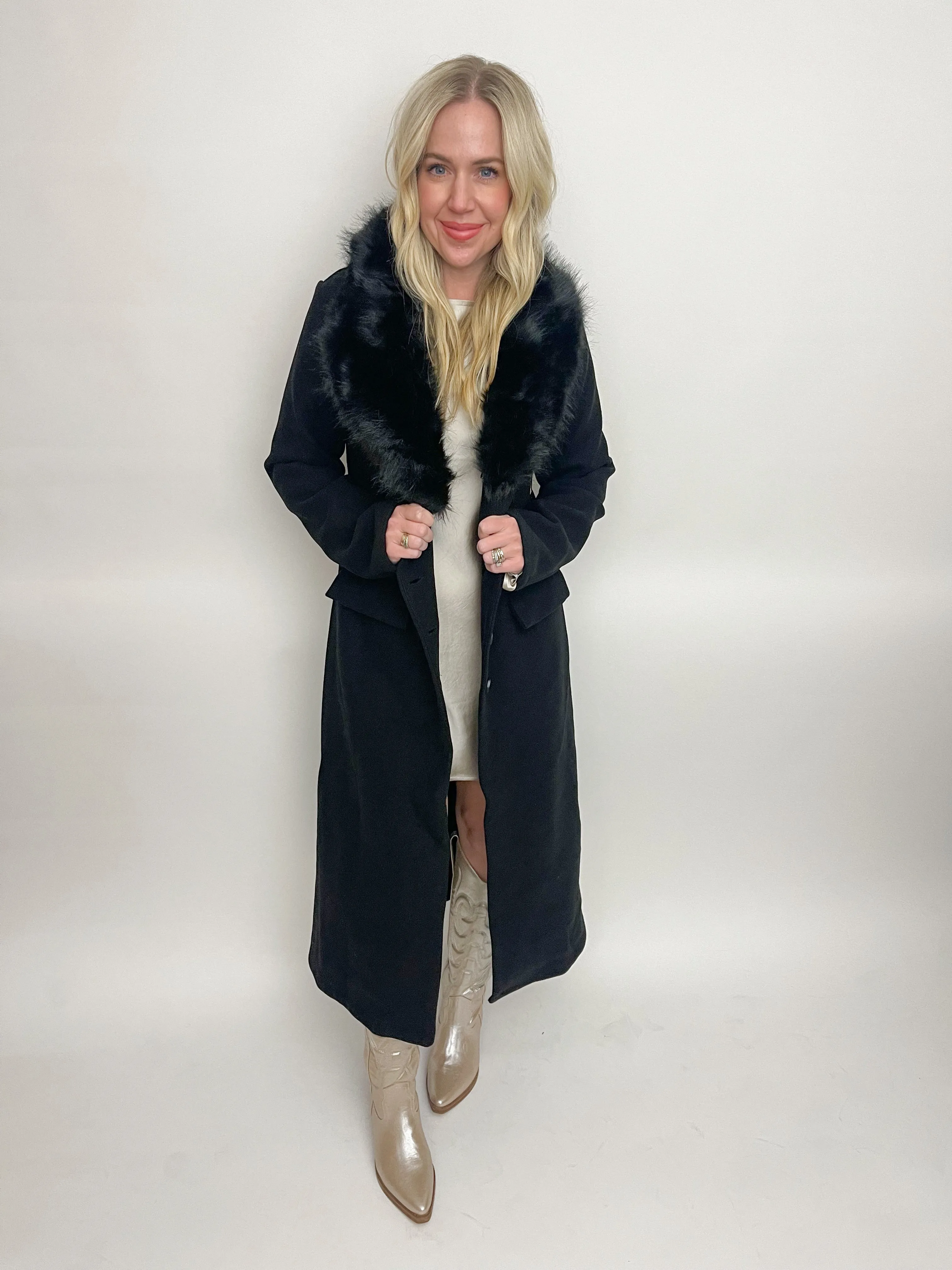 Mae Fur Collar Long Coat sold by Mimosa