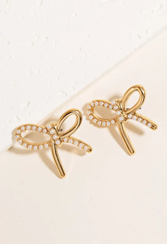 Pearl Pave Ribbon Bow Stud sold by Mimosa