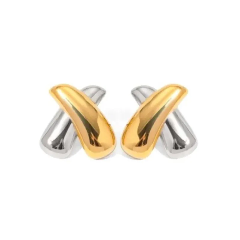 AC Crossover Studs Mixed Metal sold by Mimosa