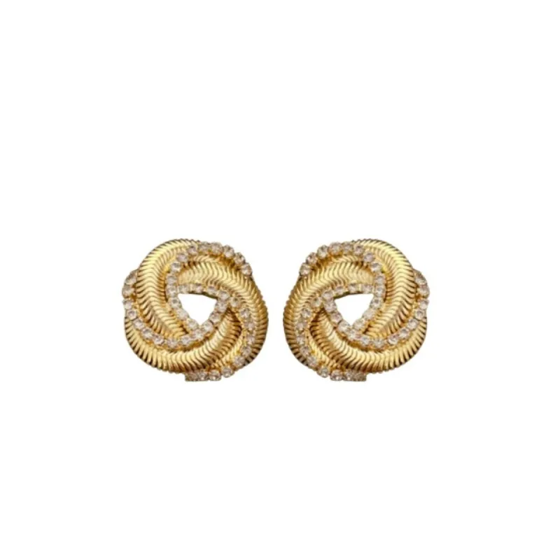 AC Pave and Gold Knot Studs sold by Mimosa