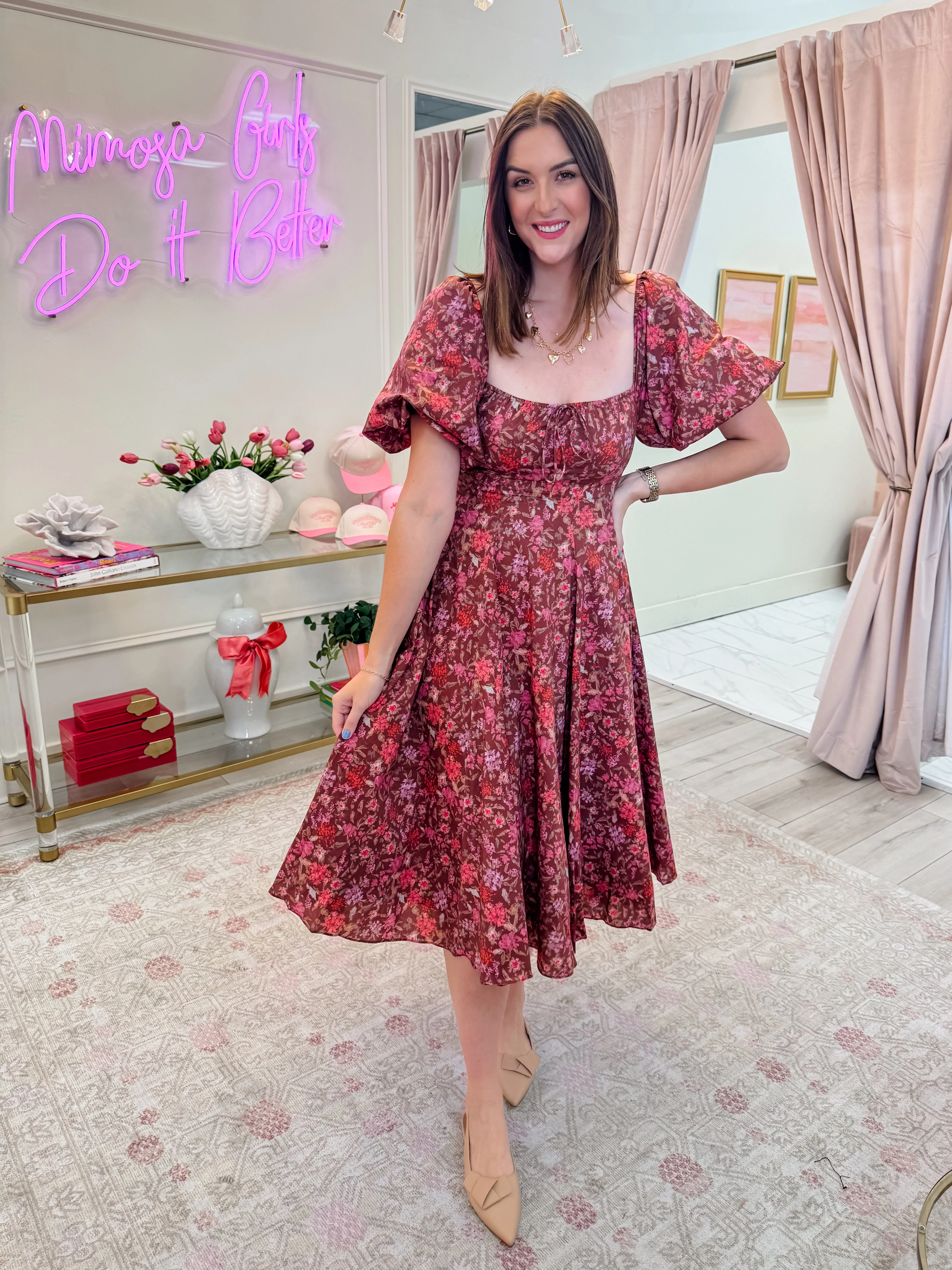 Julie Floral Midi Dress sold by Mimosa