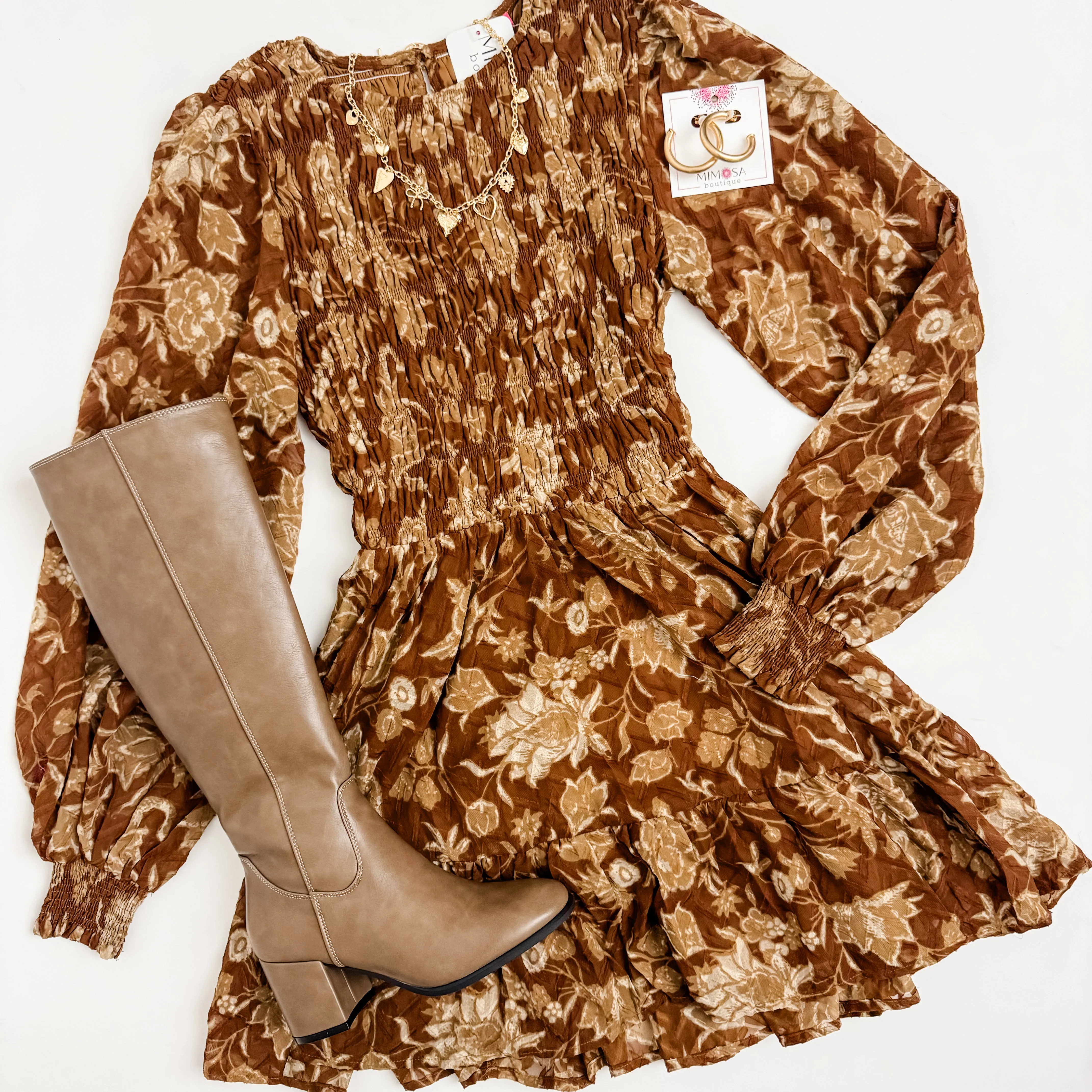 Terra Textured Floral Mini Dress sold by Mimosa