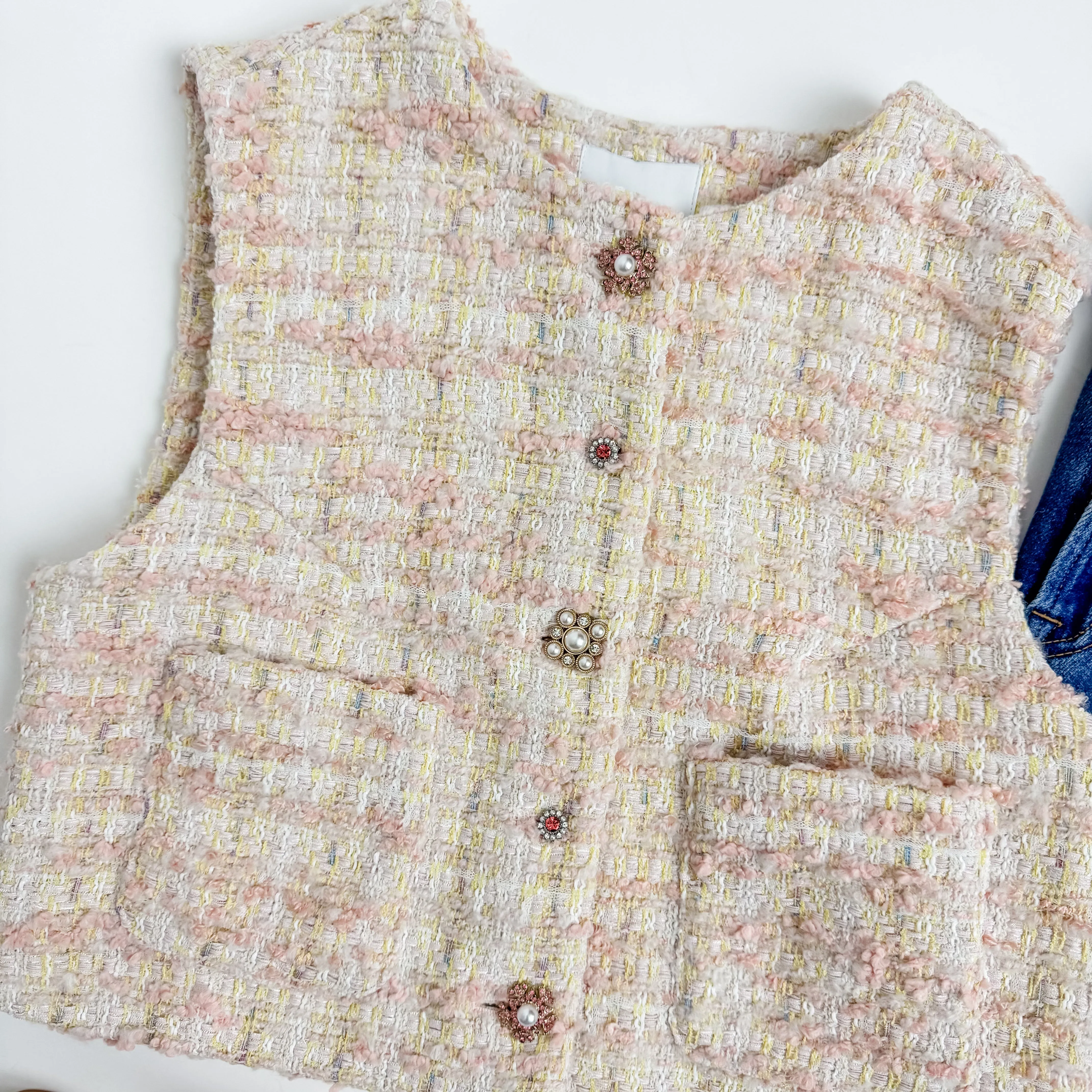 Pearla Tweed Button Front Vest sold by Mimosa product image thumbnail 2