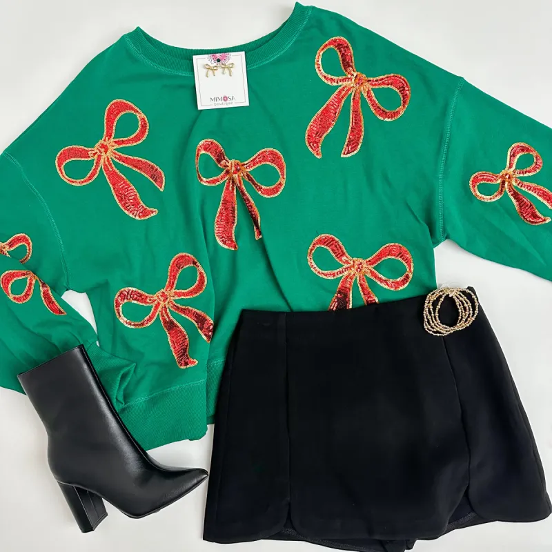 Sequin Christmas Bow Sweater sold by Mimosa