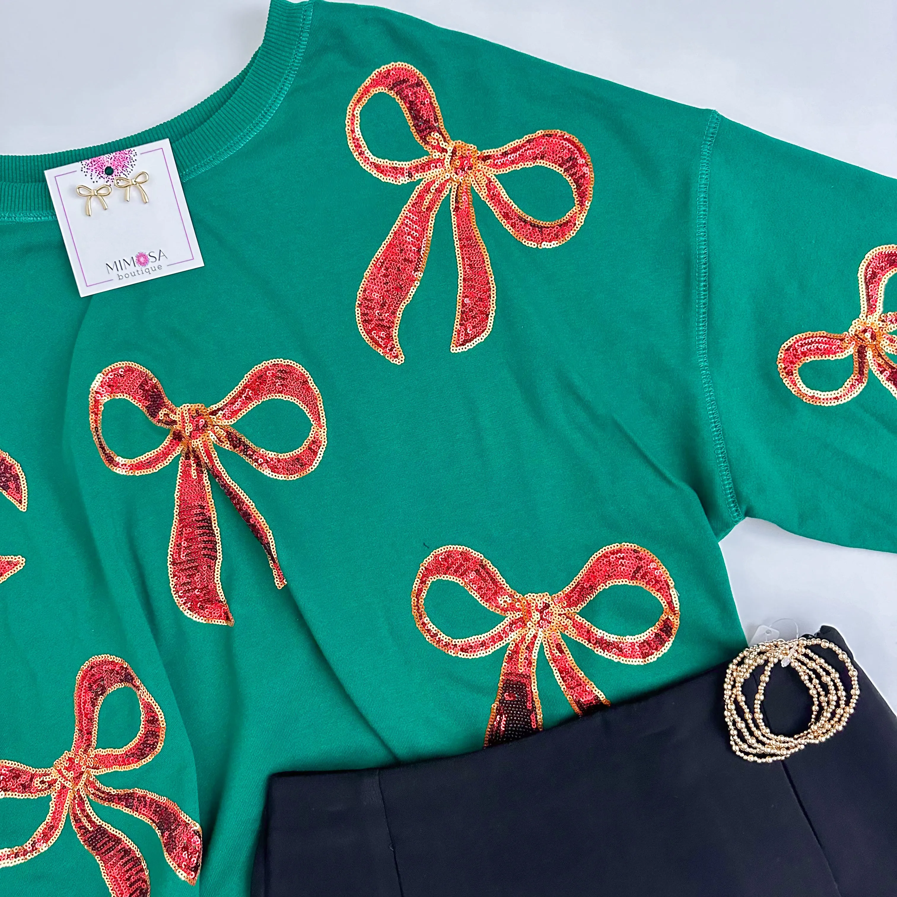 Sequin Christmas Bow Sweater sold by Mimosa product image thumbnail 2