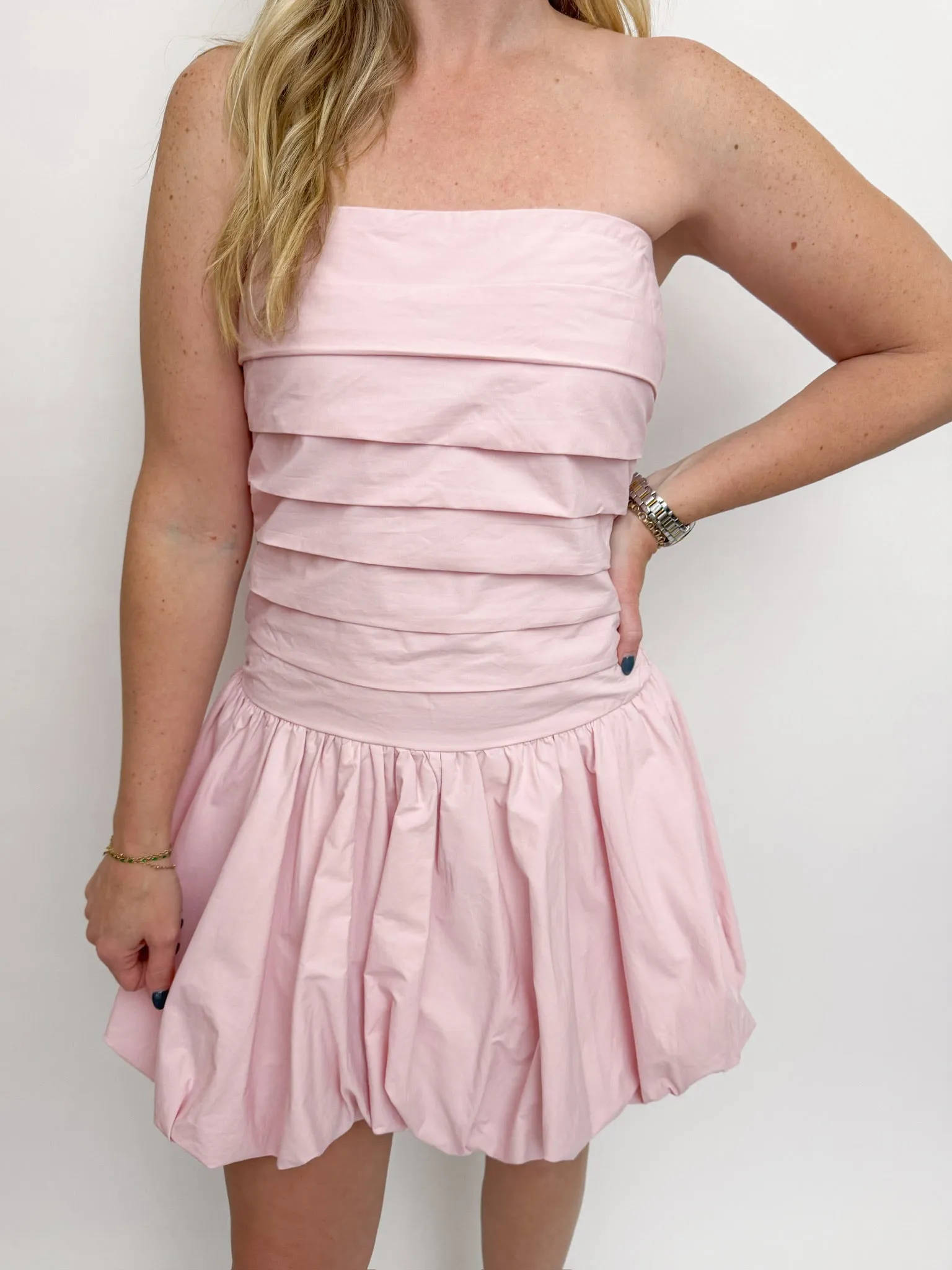 Dion Bubble Hem Strapless Mini Dress sold by Mimosa product image thumbnail 2
