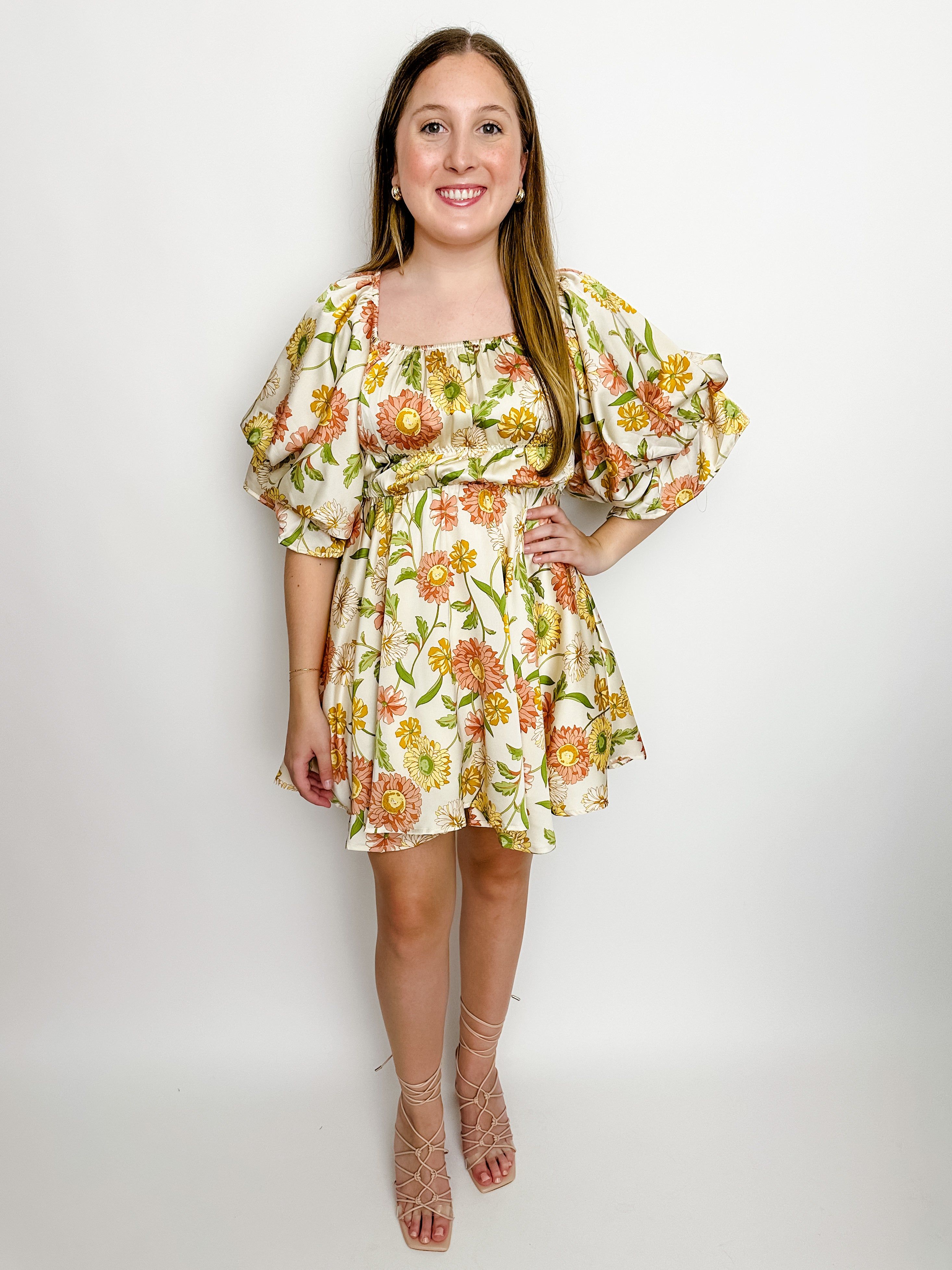Exclusive Satin Floral Mini Dress sold by Mimosa product image thumbnail 2