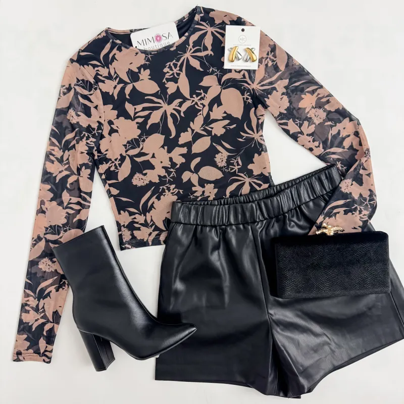 Rejuvenate Floral Mesh LS Top sold by Mimosa