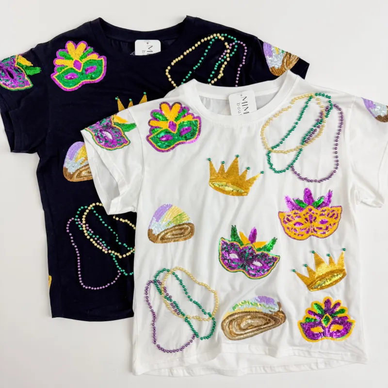 Sequin Mardi Gras Icon Tee White sold by Mimosa
