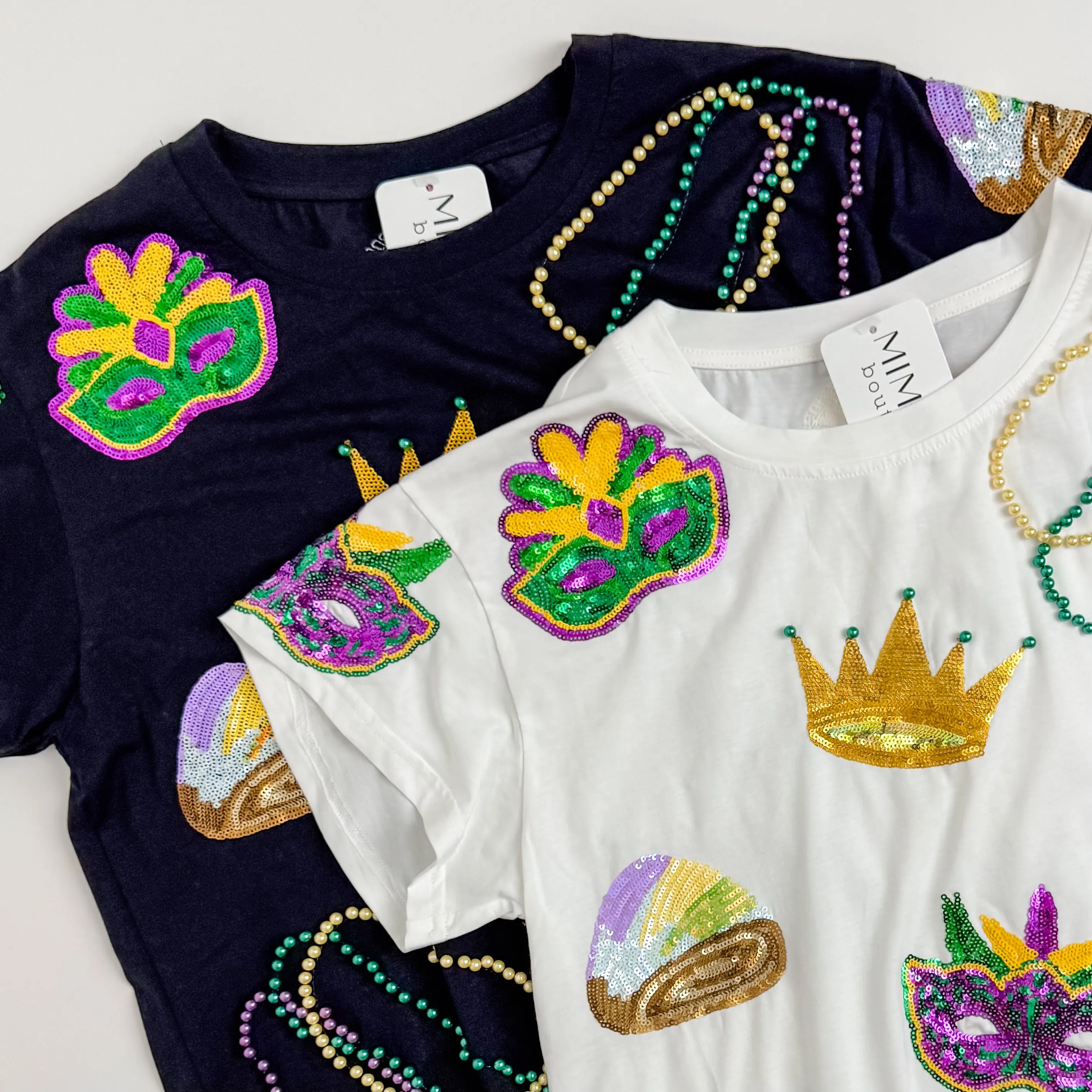 Sequin Mardi Gras Icon Tee Black sold by Mimosa product image thumbnail 2