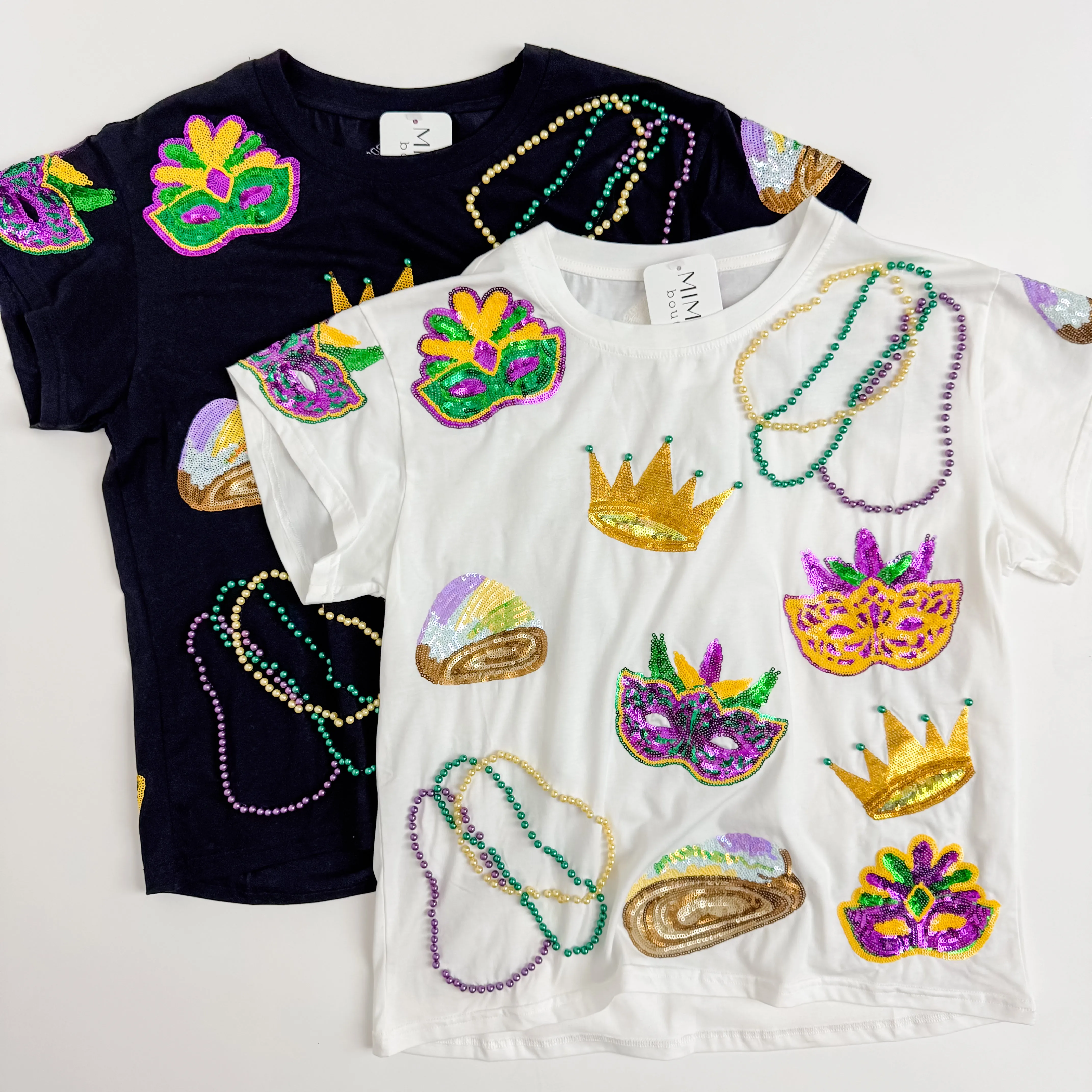 Sequin Mardi Gras Icon Tee Black sold by Mimosa product image thumbnail 3