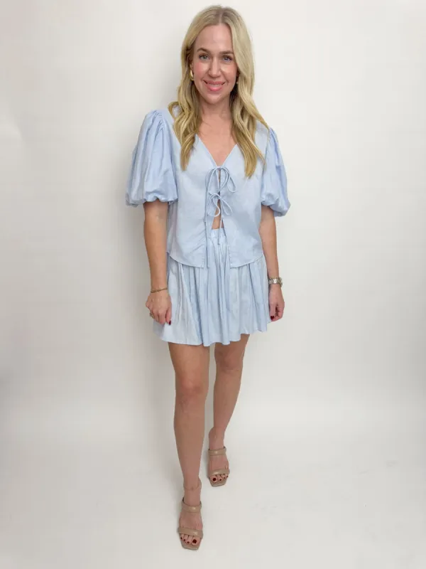 Aria Linen Pleated Mini Skirt sold by Mimosa