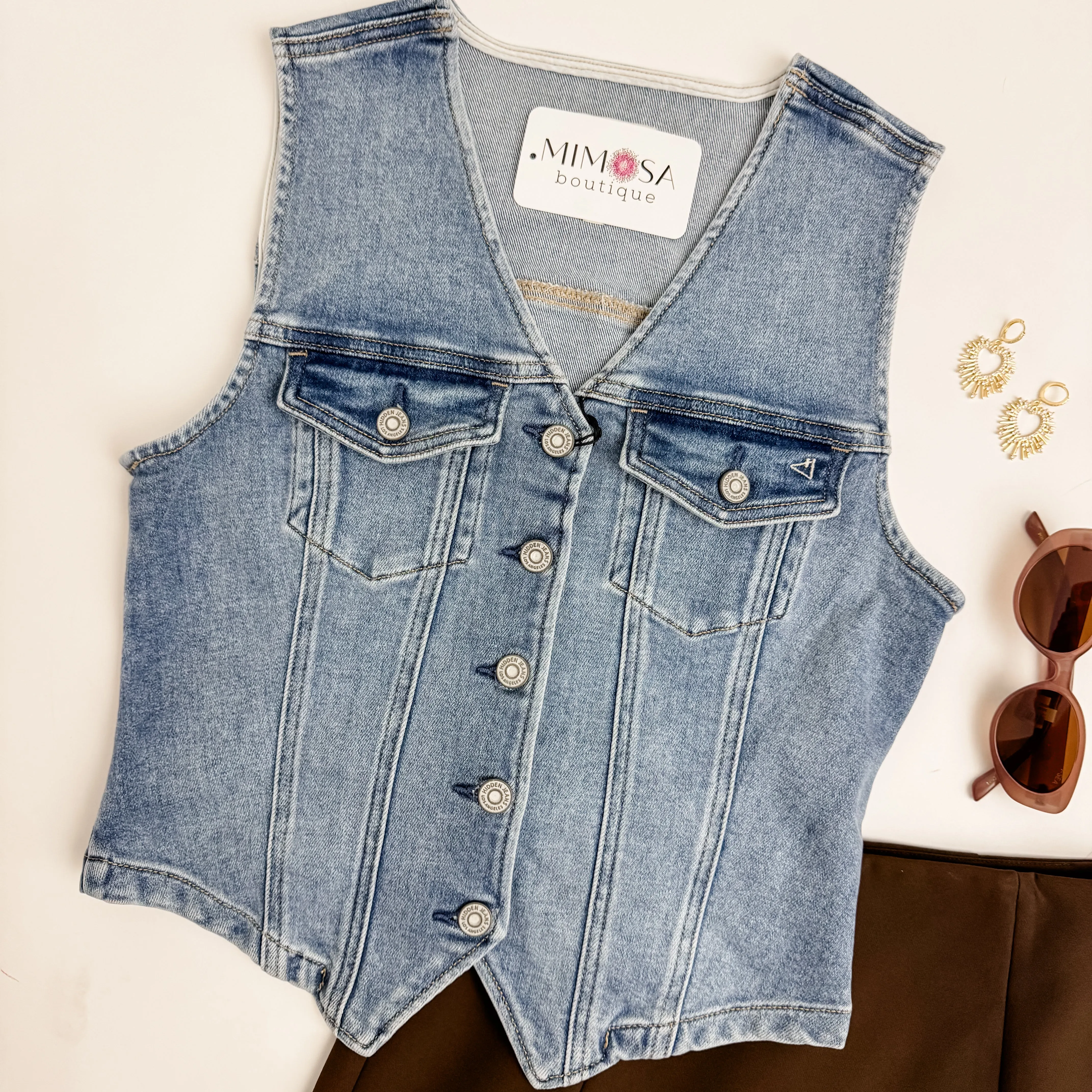 Carson Fitted Denim Vest sold by Mimosa product image thumbnail 2