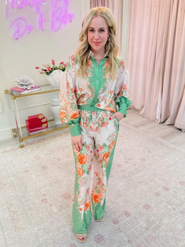 Misty Morning Floral Pant sold by Mimosa