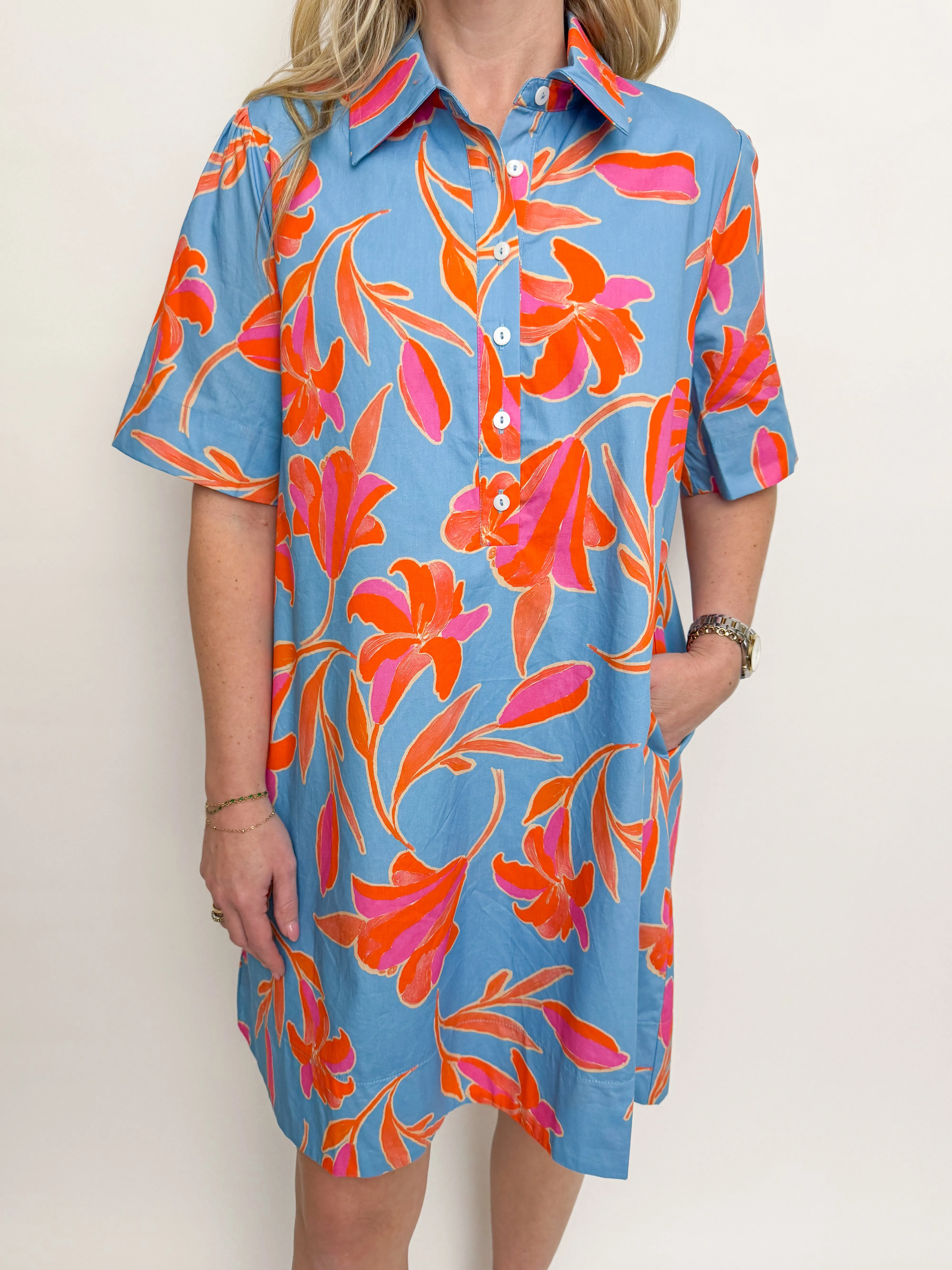 Mandarin Floral Shirt Dress sold by Mimosa product image thumbnail 2