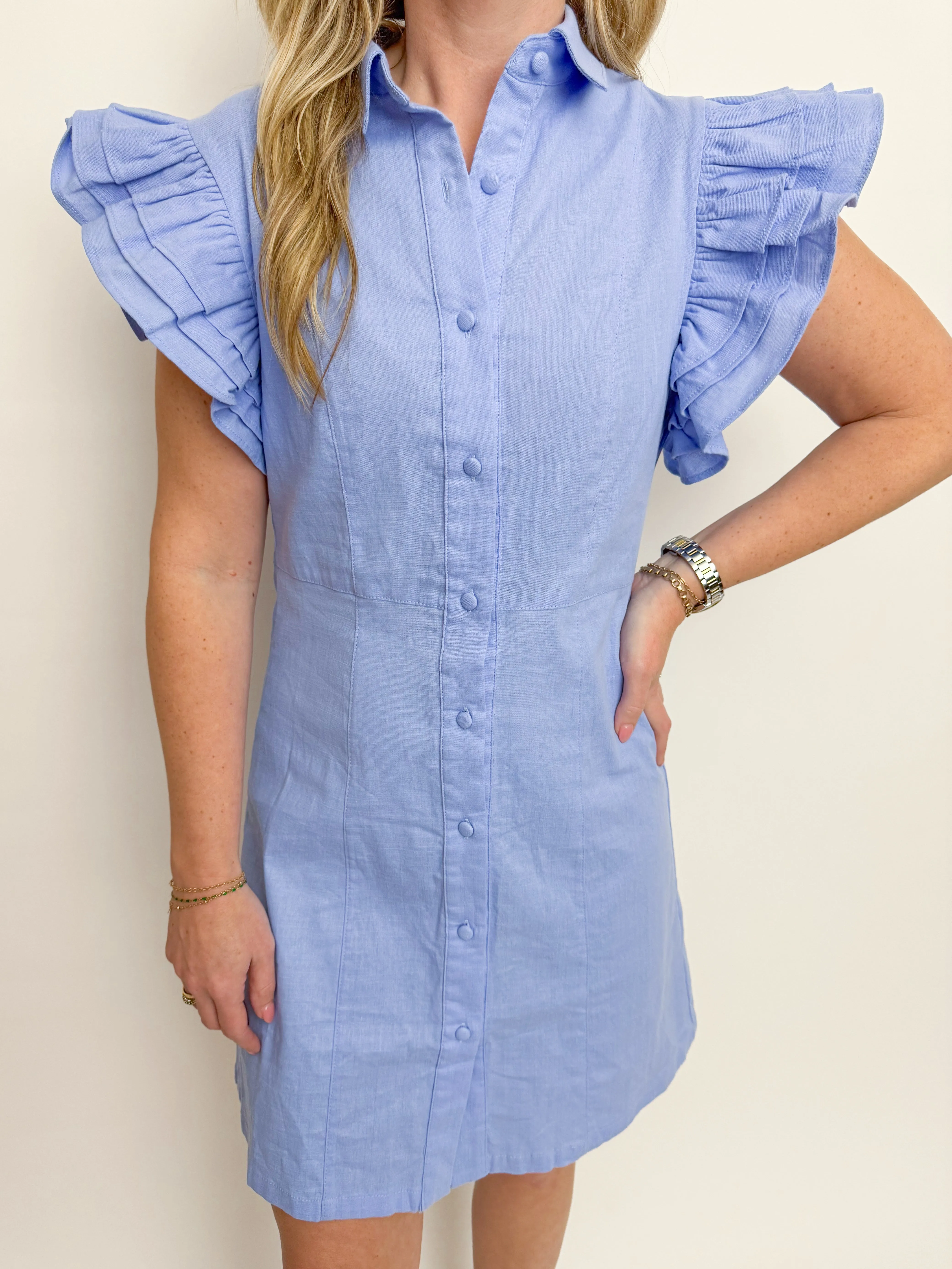 Flutter Button Up Mini Dress sold by Mimosa product image thumbnail 2