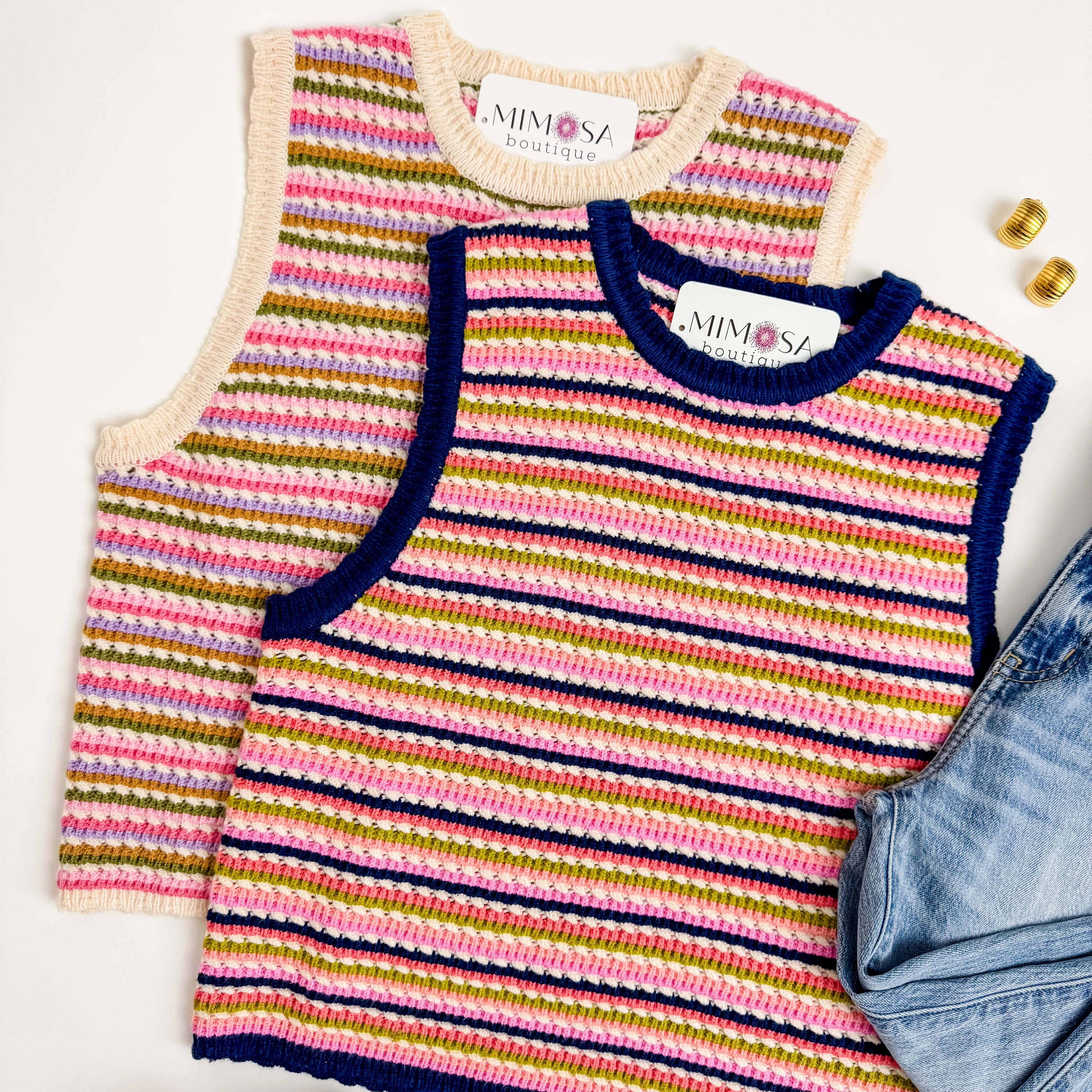 Gardenia Stripe Sweater Vest sold by Mimosa product image thumbnail 2