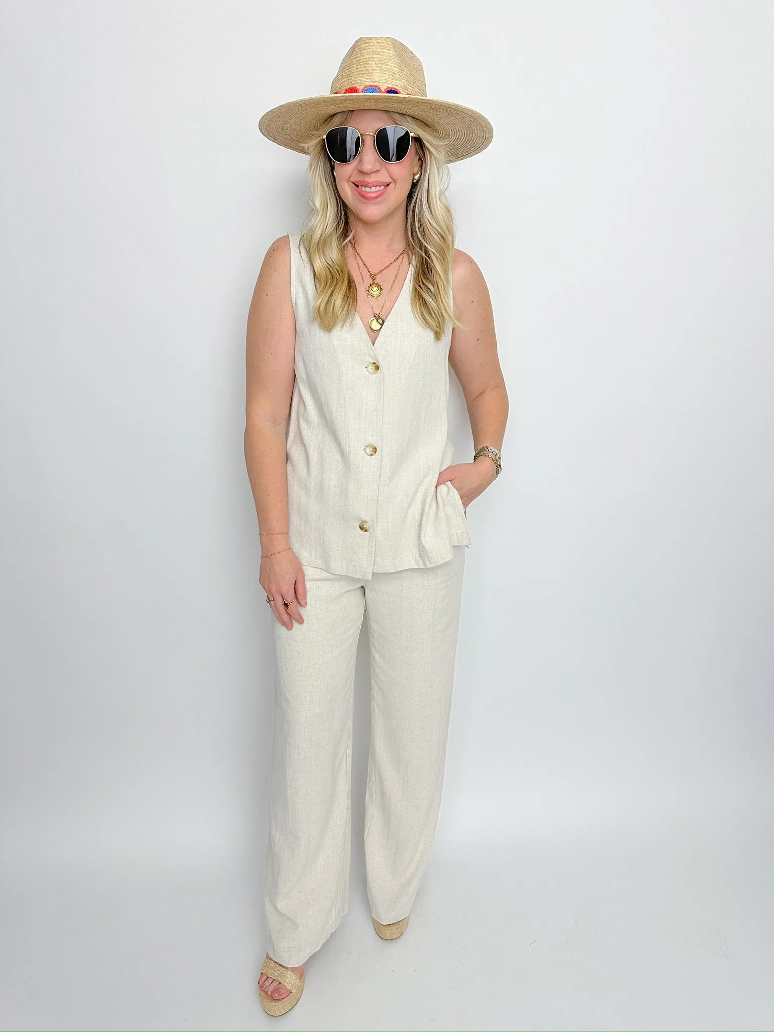 La Luna Linen Pleated Trousers sold by Mimosa product image thumbnail 2