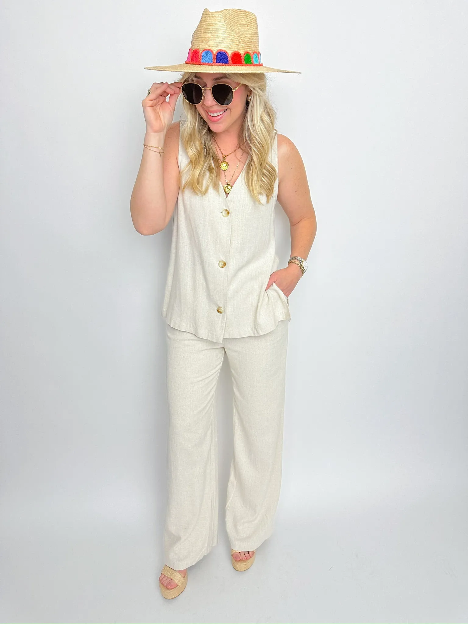 La Luna Linen Pleated Trousers sold by Mimosa product image thumbnail 3