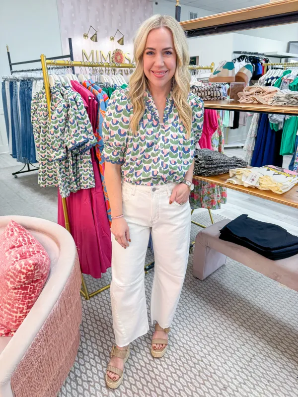 Tulip Fields Button Front Blouse sold by Mimosa