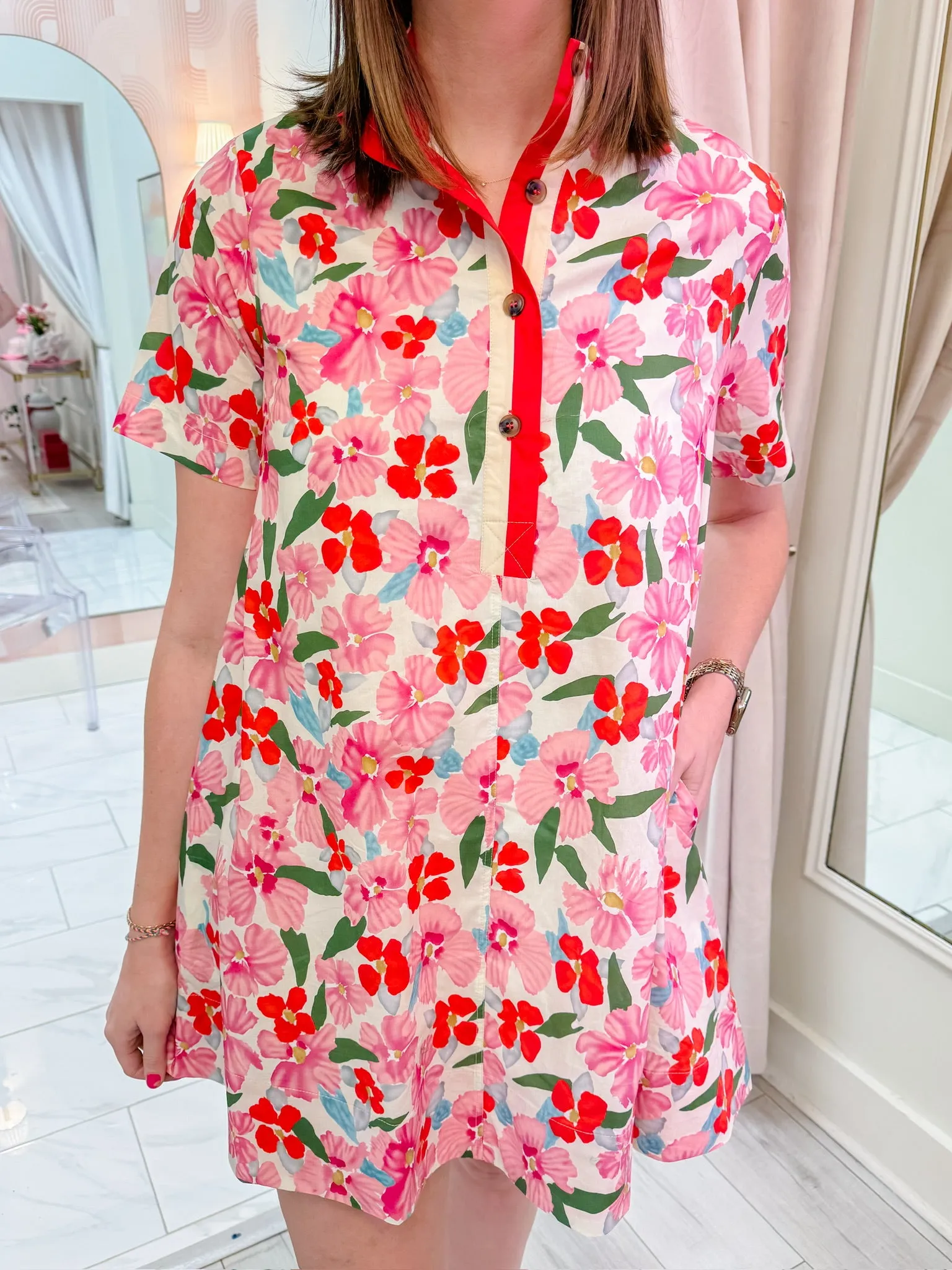 Tailor Floral Button Top Mini Dress sold by Mimosa product image thumbnail 2