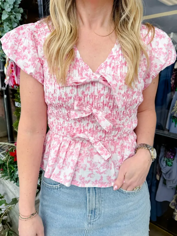 Floral Toile Smocked Blouse sold by Mimosa