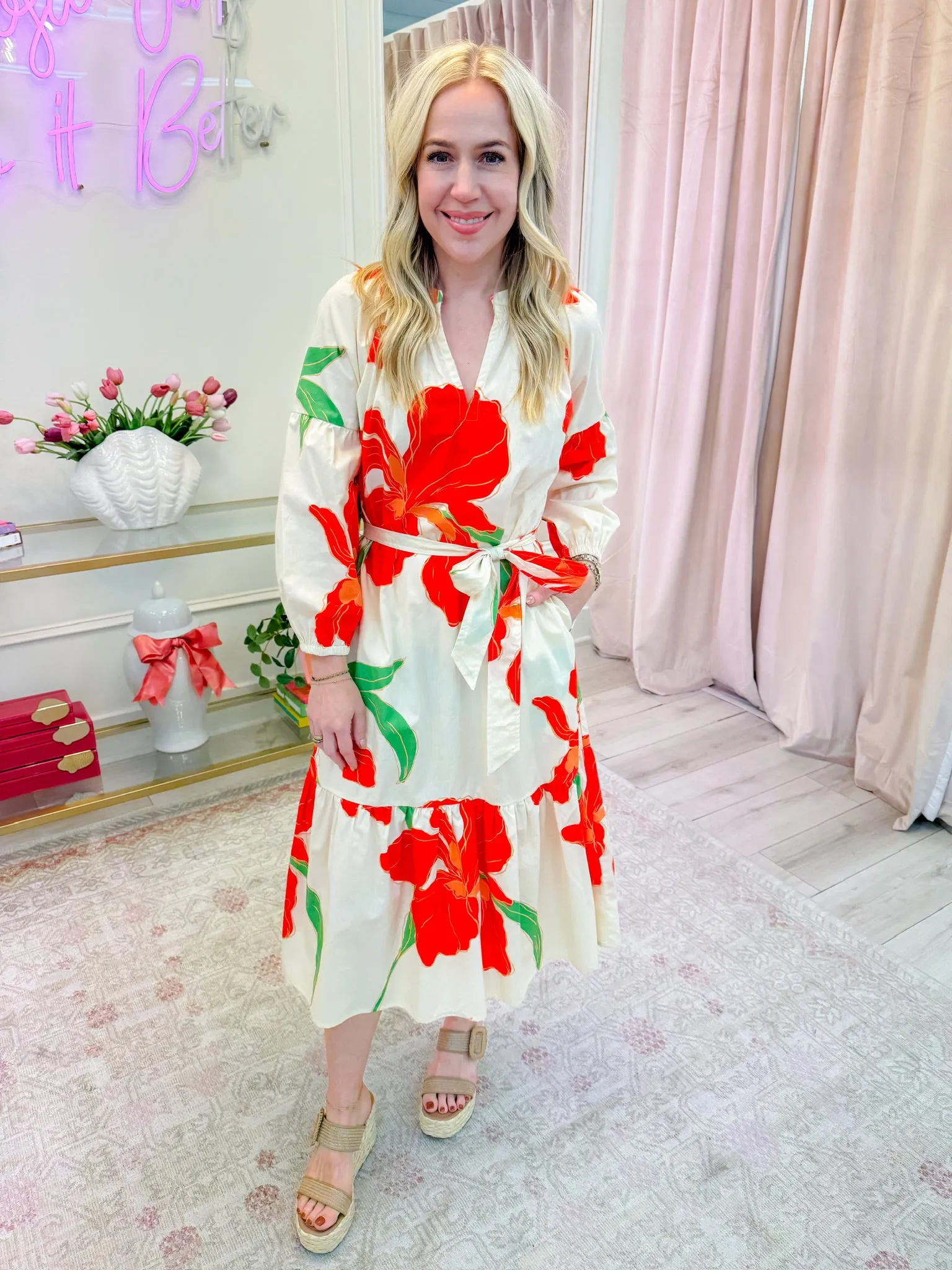 Clementine Tie Waist Maxi Dress sold by Mimosa