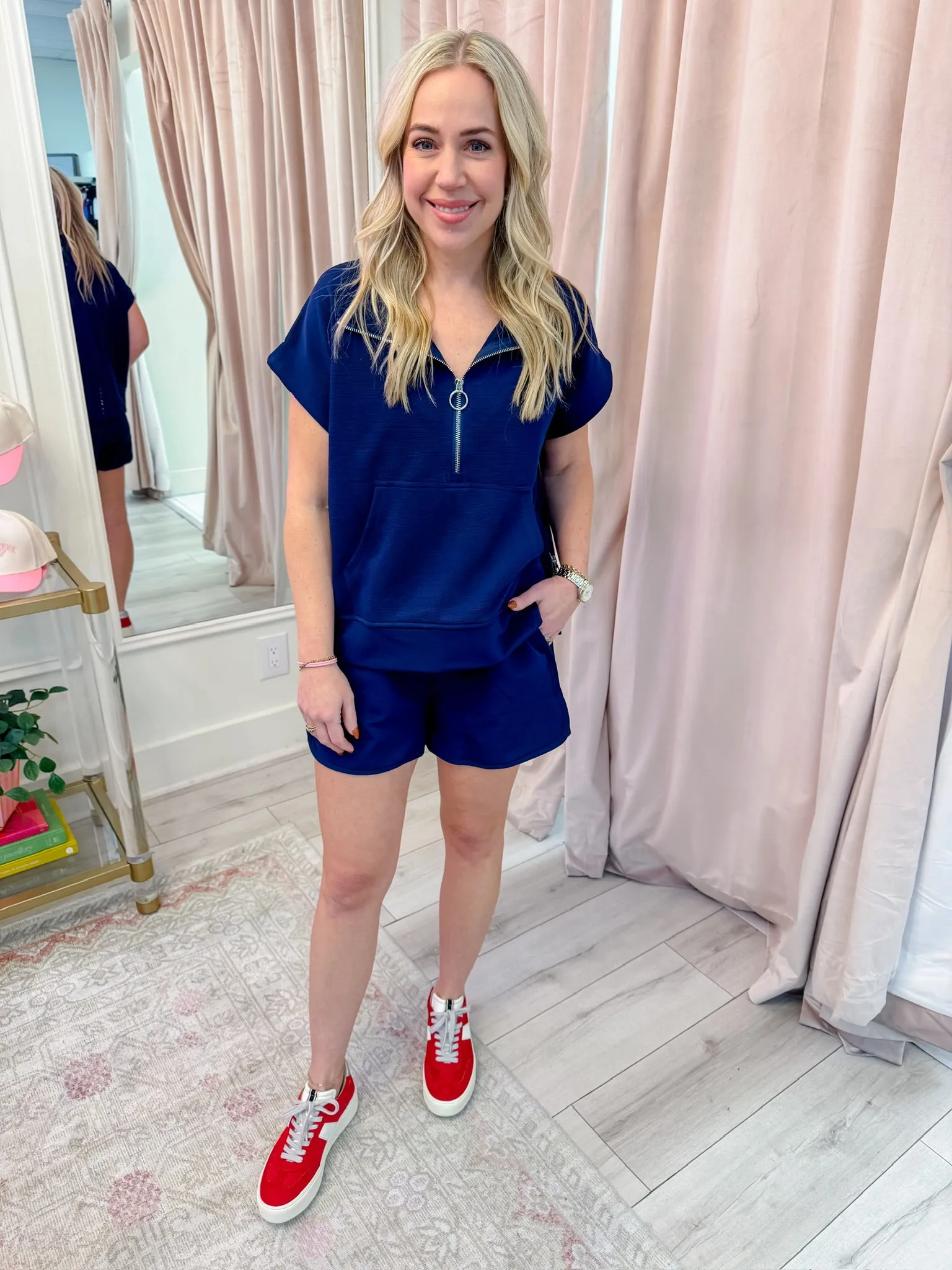 Sporty Micro Rib Half Zip Top sold by Mimosa product image thumbnail 2