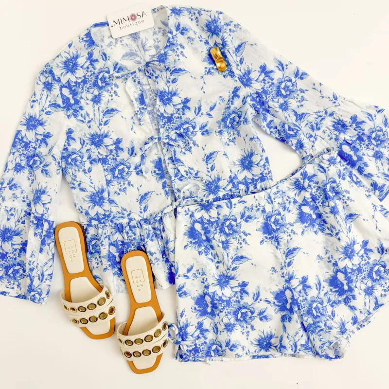 Nantucket Floral Bell Sleeve Top sold by Mimosa