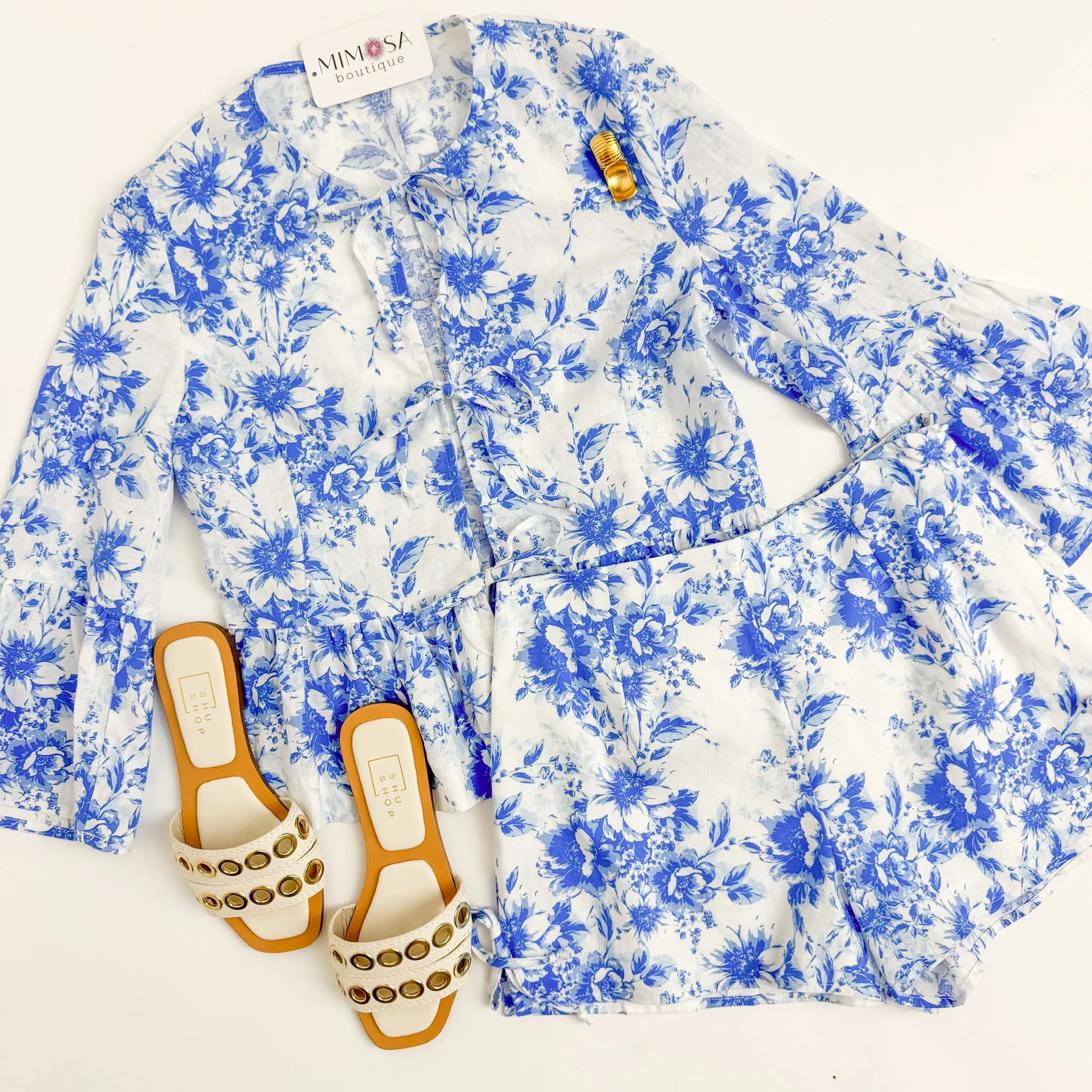 Nantucket Floral Bell Sleeve Top sold by Mimosa